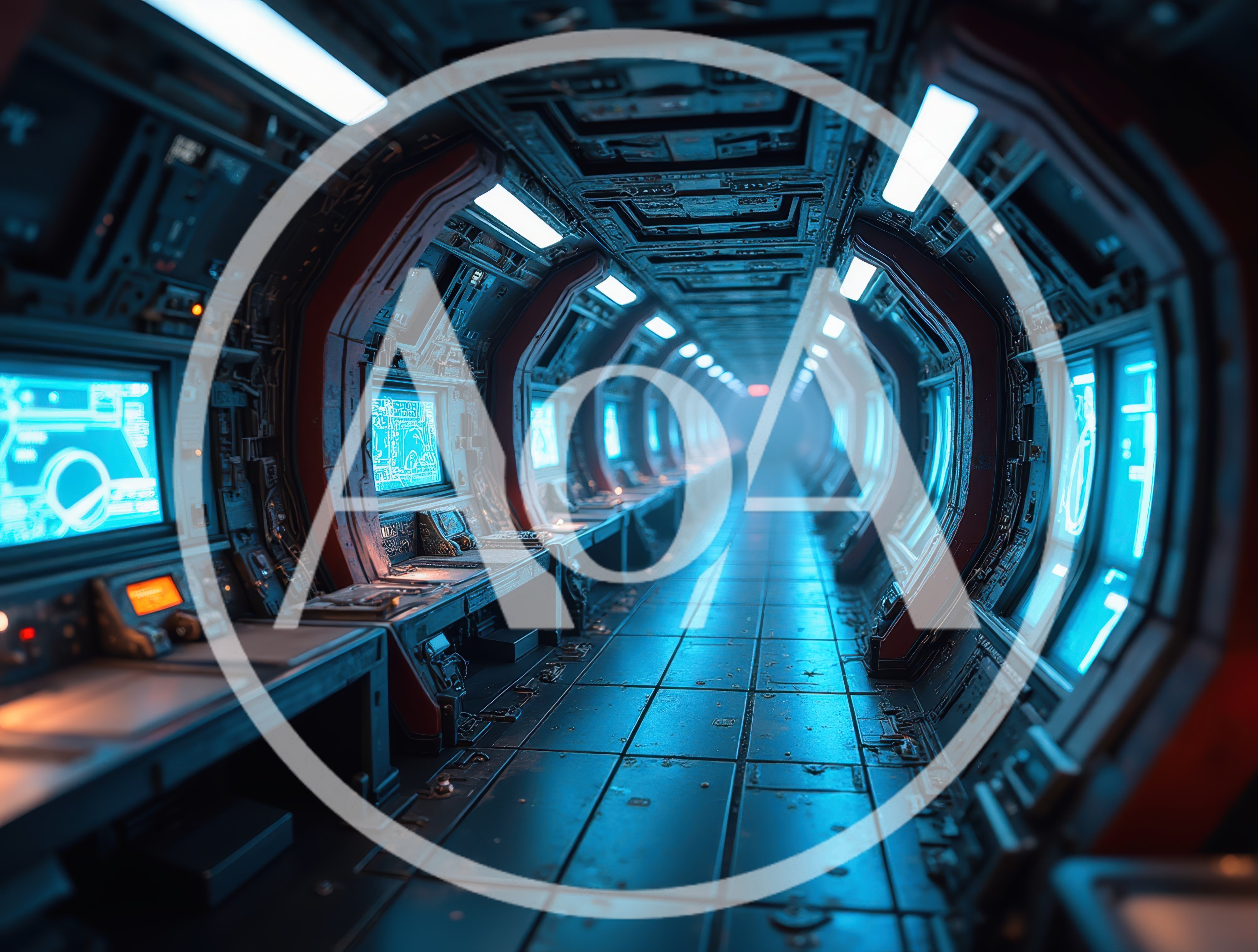 Futuristic Sci-Fi Spaceship Corridor With Glowing Computer Terminals