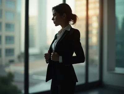 Professional Businesswoman Standing By Office Window
