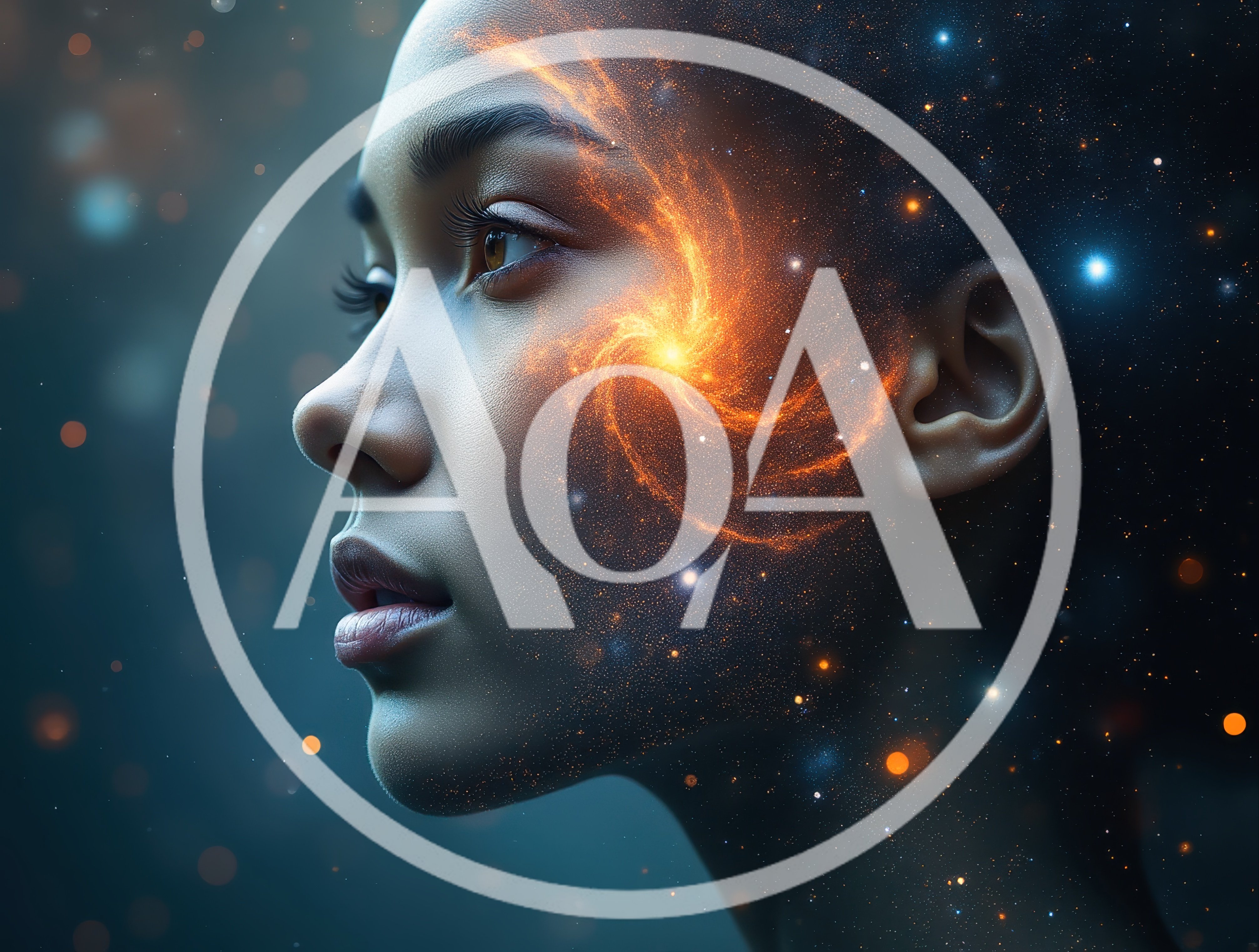 Surreal Portrait Of A Woman With A Cosmic Galaxy Face