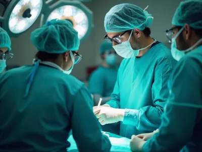 Surgical Team Performing Operation In Modern Hospital Operating Room