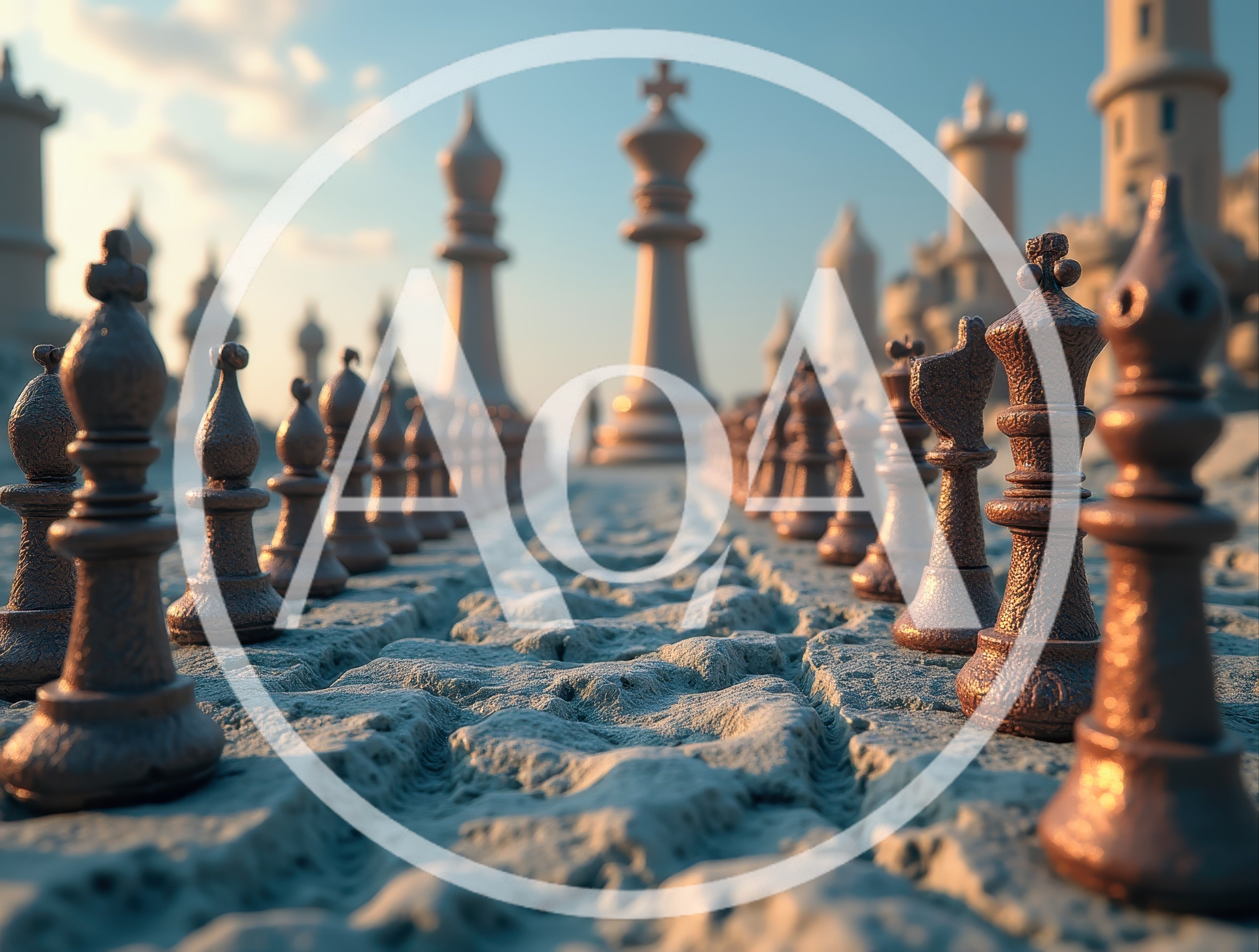 Surreal Chess Pieces On A Cracked Desert Landscape