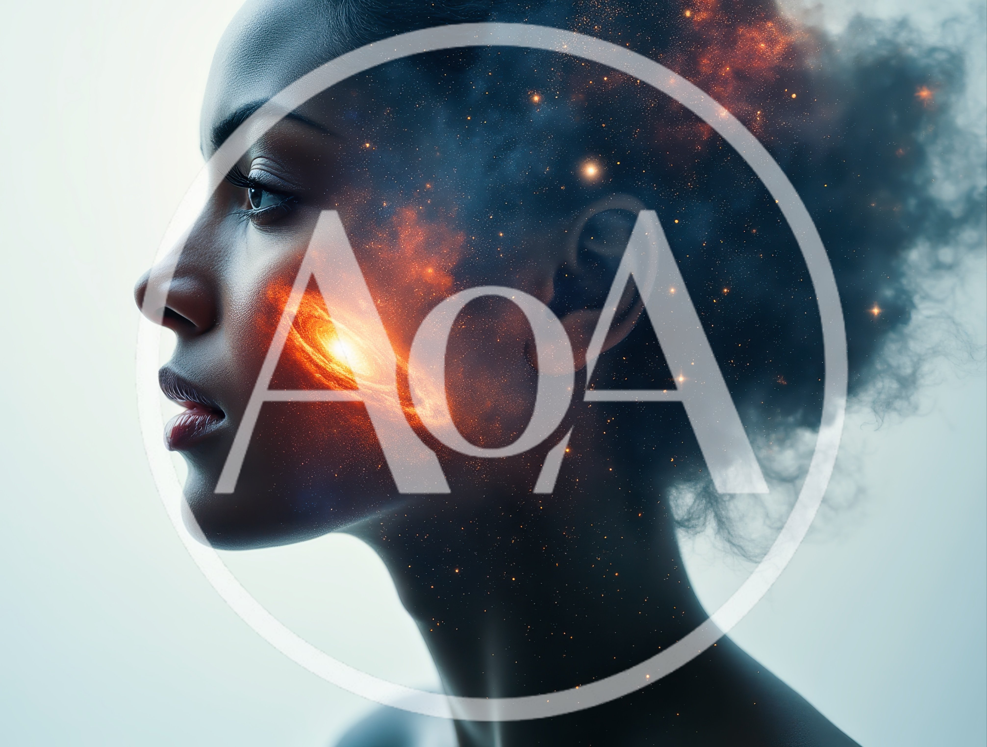 Surreal Portrait Of A Woman With A Cosmic Galaxy Face