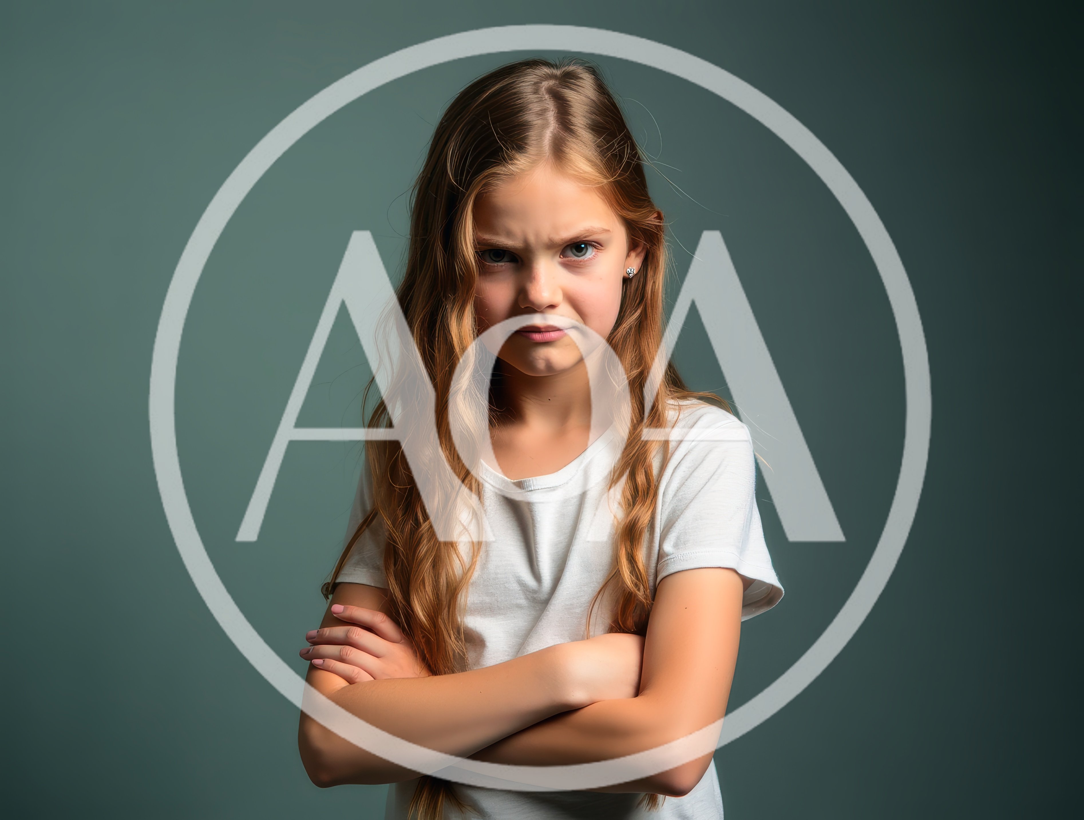 Portrait Of A Young Girl With An Angry Expression