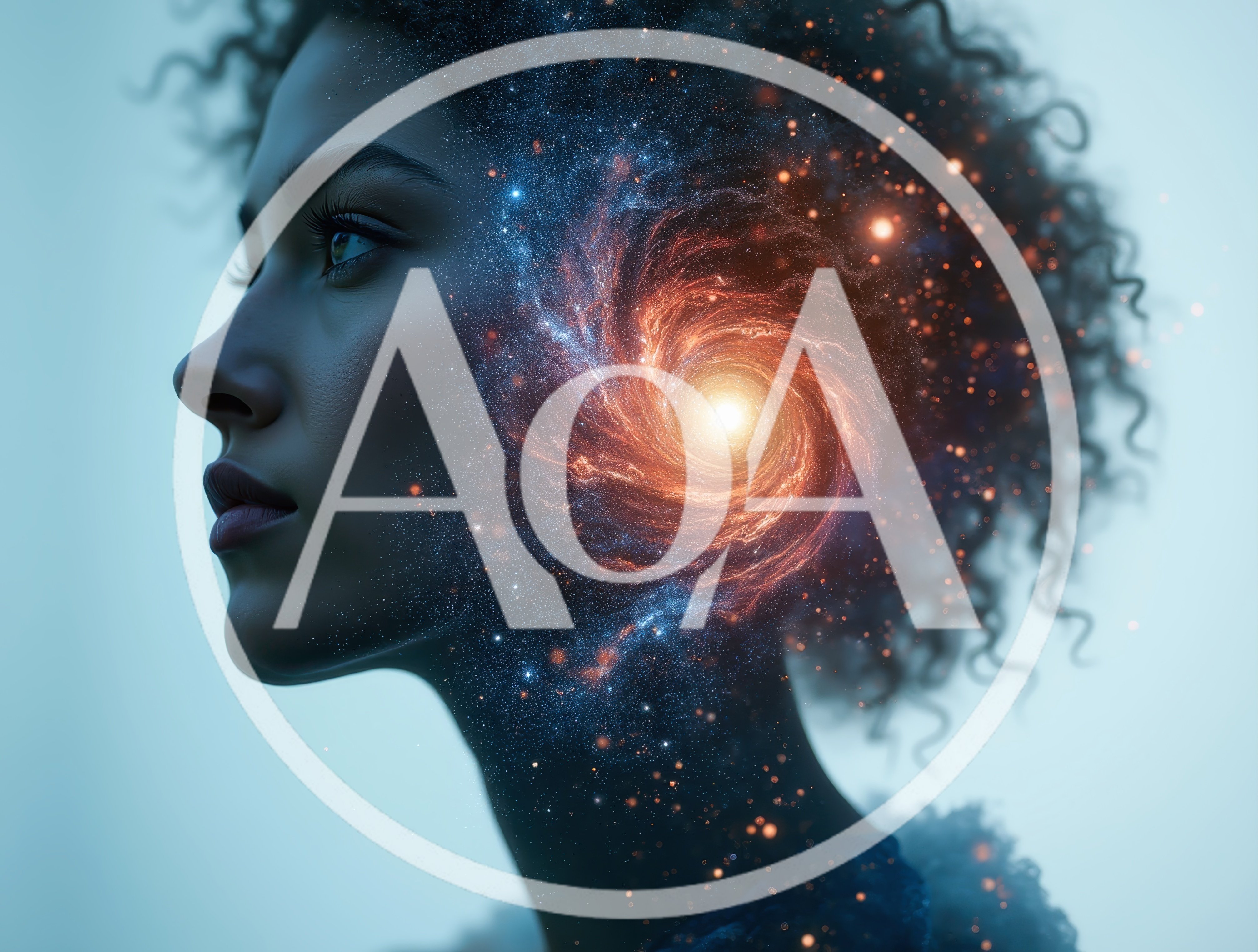 Surreal Portrait Of Woman With Cosmic Galaxy Hair