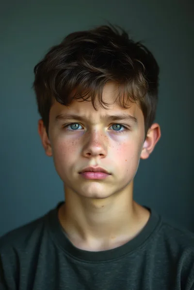 Portrait Of A Young Boy With Serious Expression
