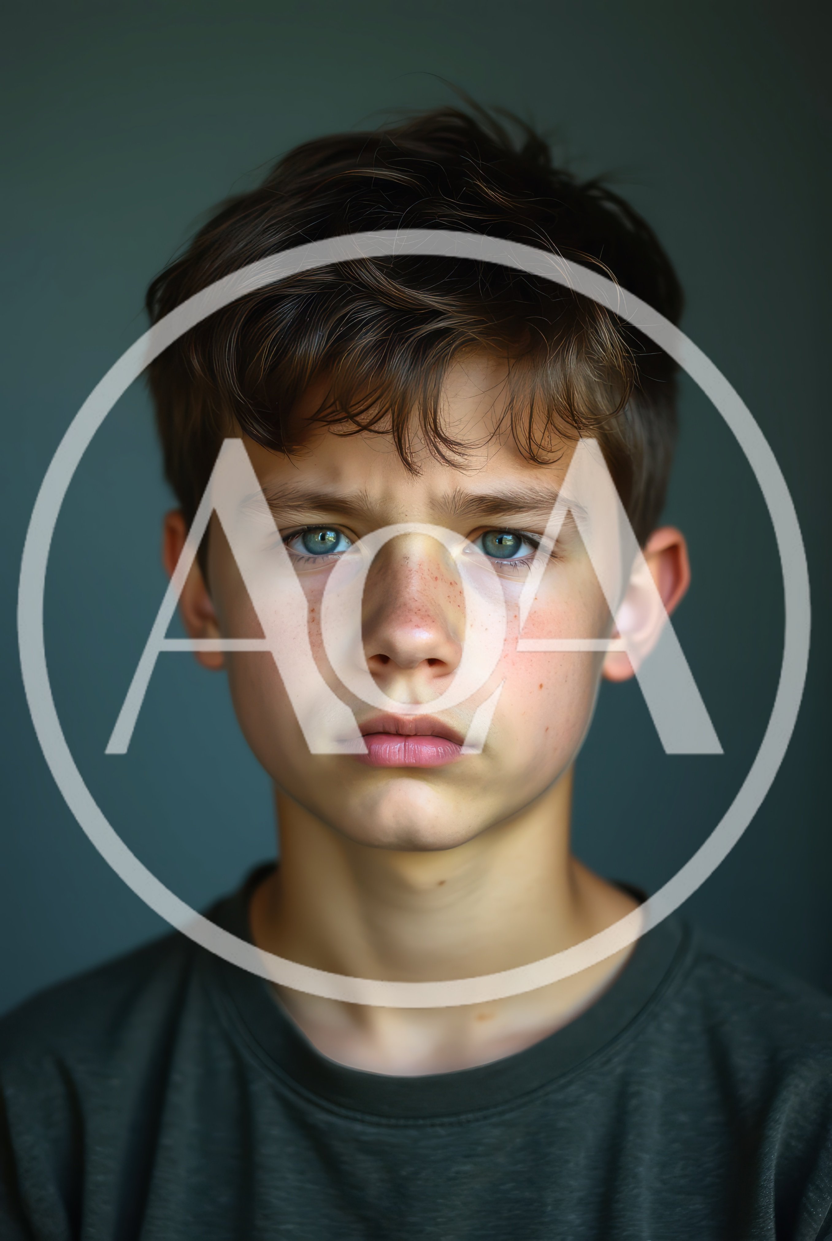 Portrait Of A Young Boy With Serious Expression