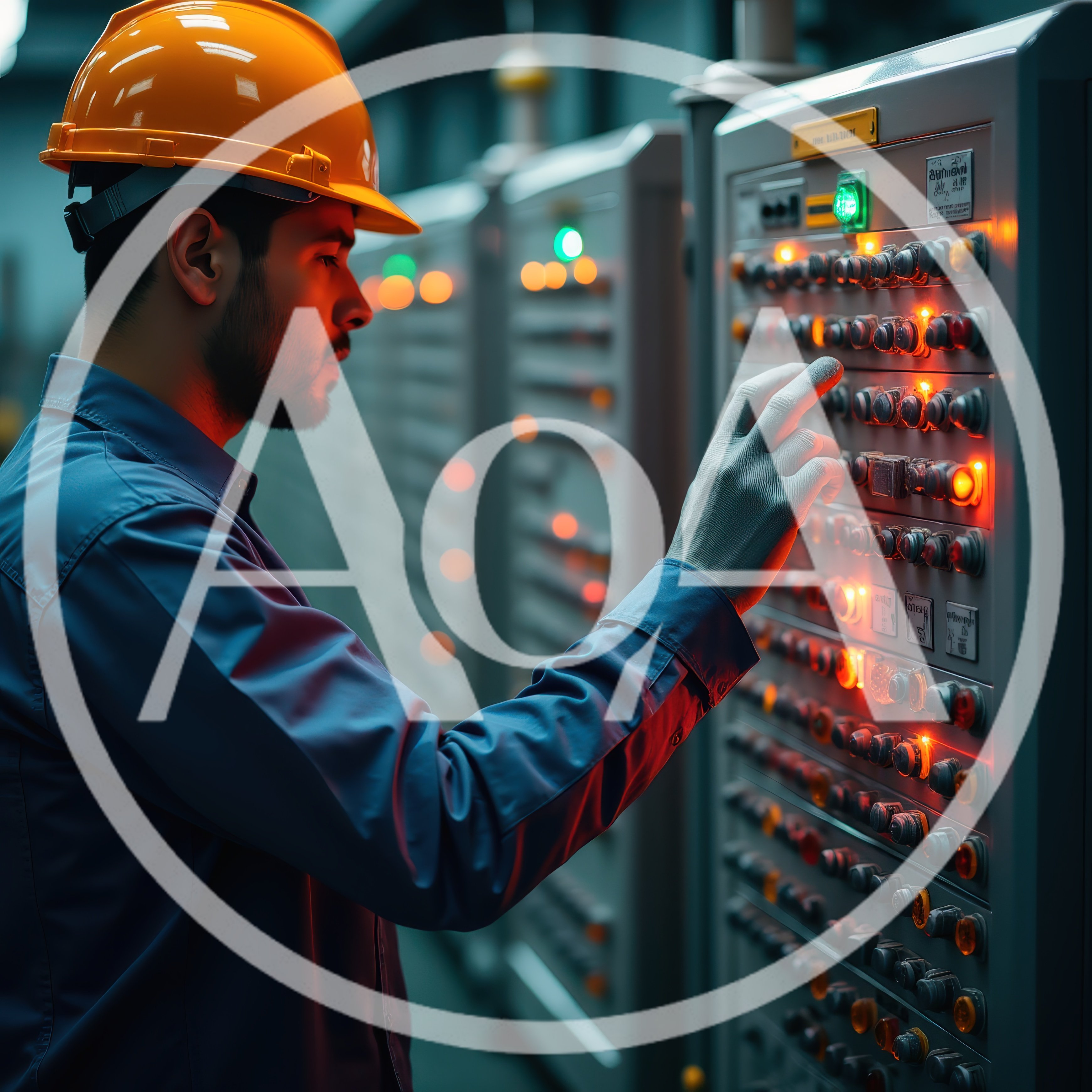Industrial Technician Operating Electrical Control Panel