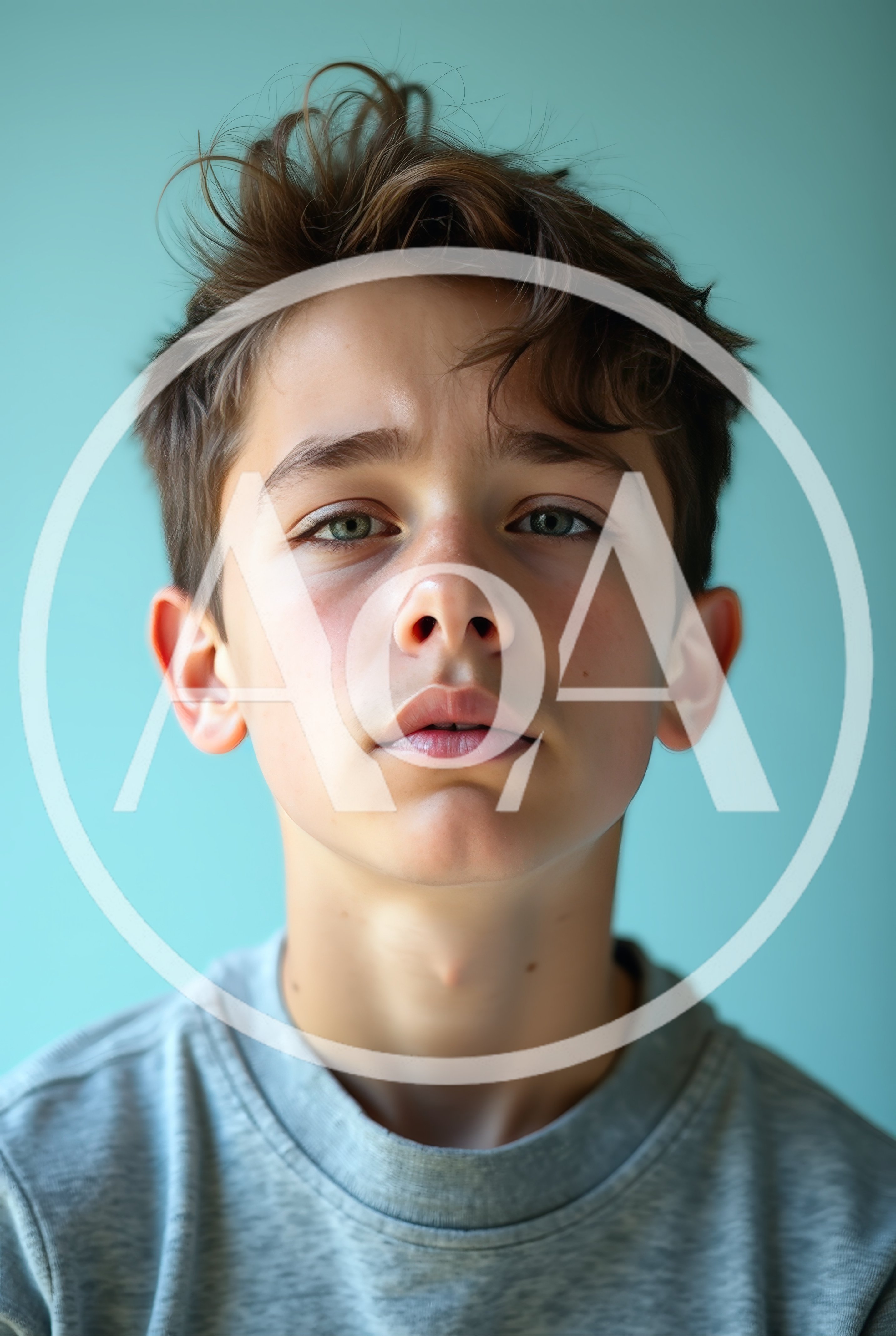 Portrait Of A Young Boy With Messy Hair