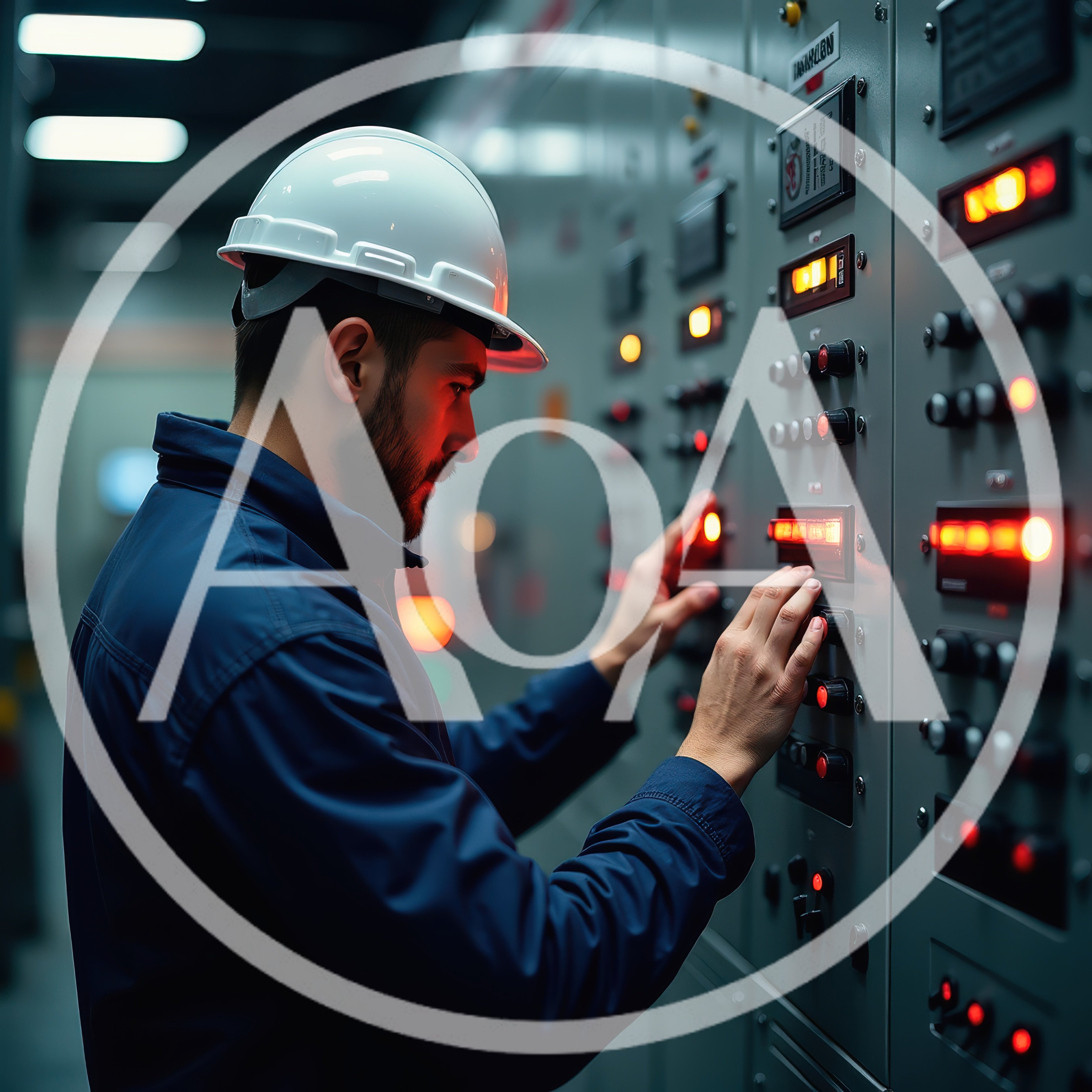 Industrial Technician Operating Electrical Control Panel