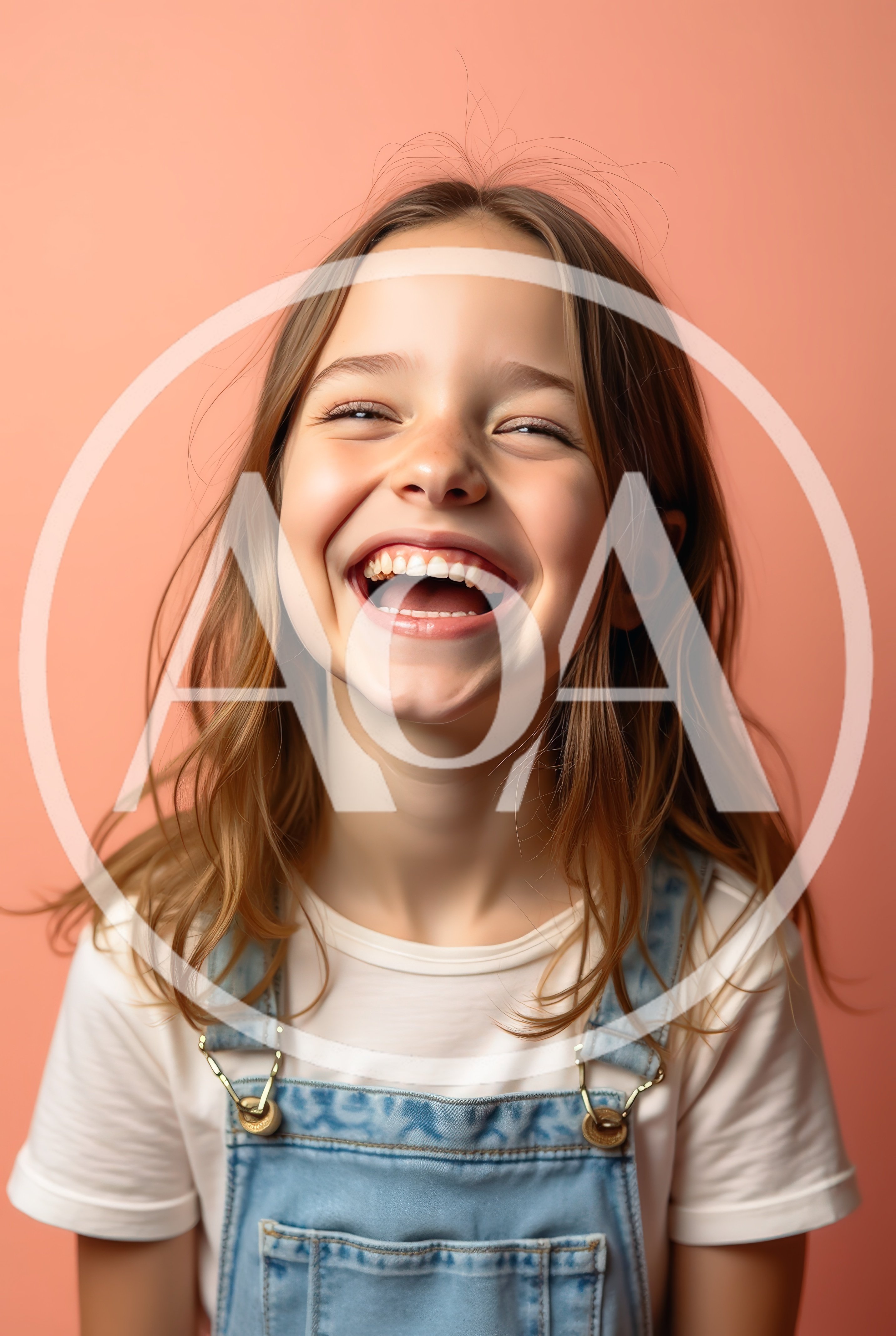 Happy Young Girl Laughing Against Pink Background
