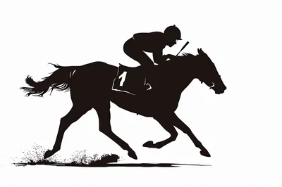 Silhouette Of A Racehorse And Jockey In Motion