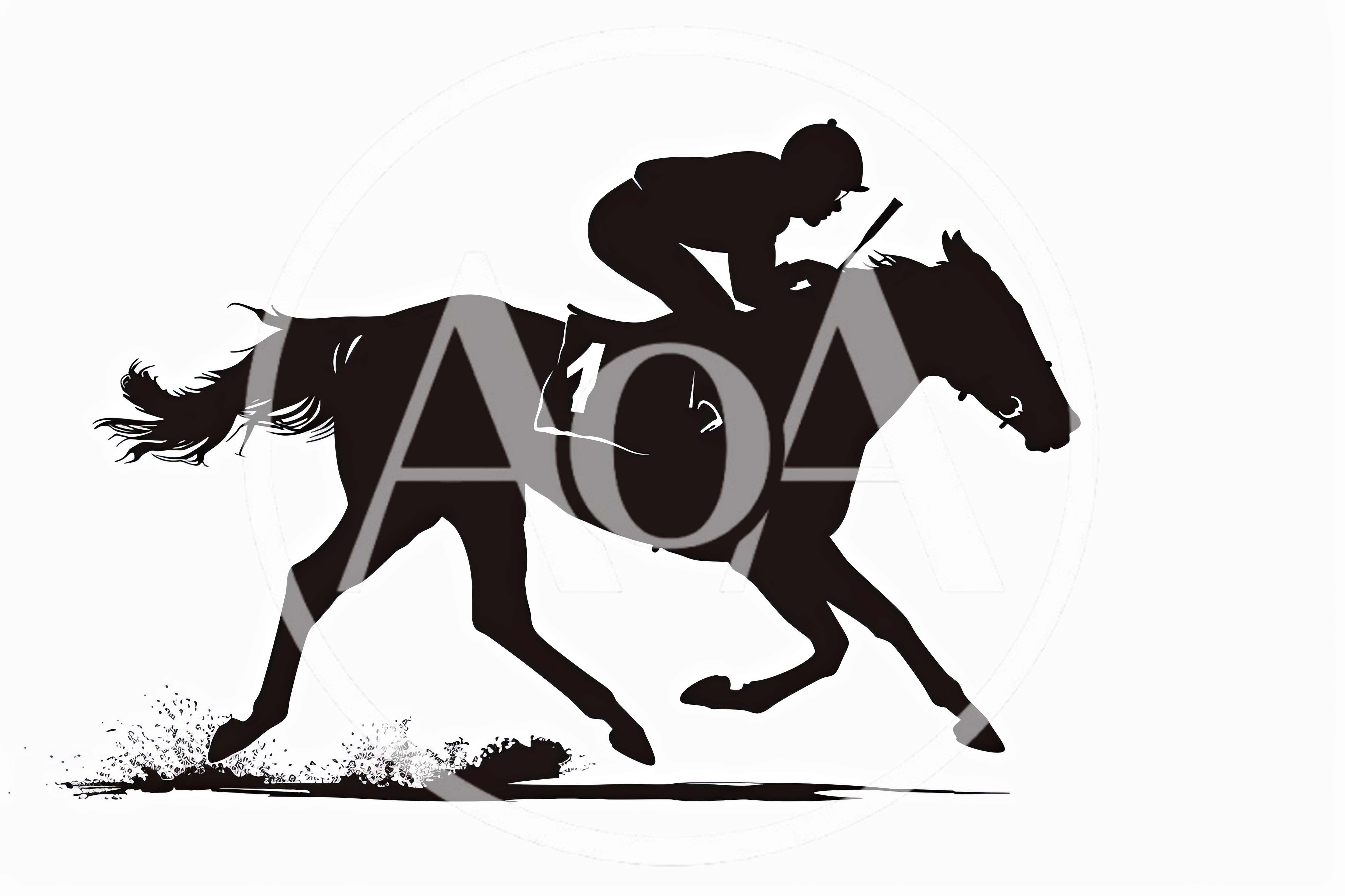 Silhouette Of A Racehorse And Jockey In Motion