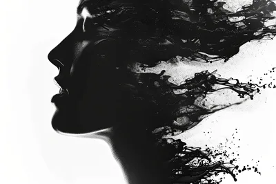 Abstract Silhouette Of A Woman With Ink Dispersion Effect