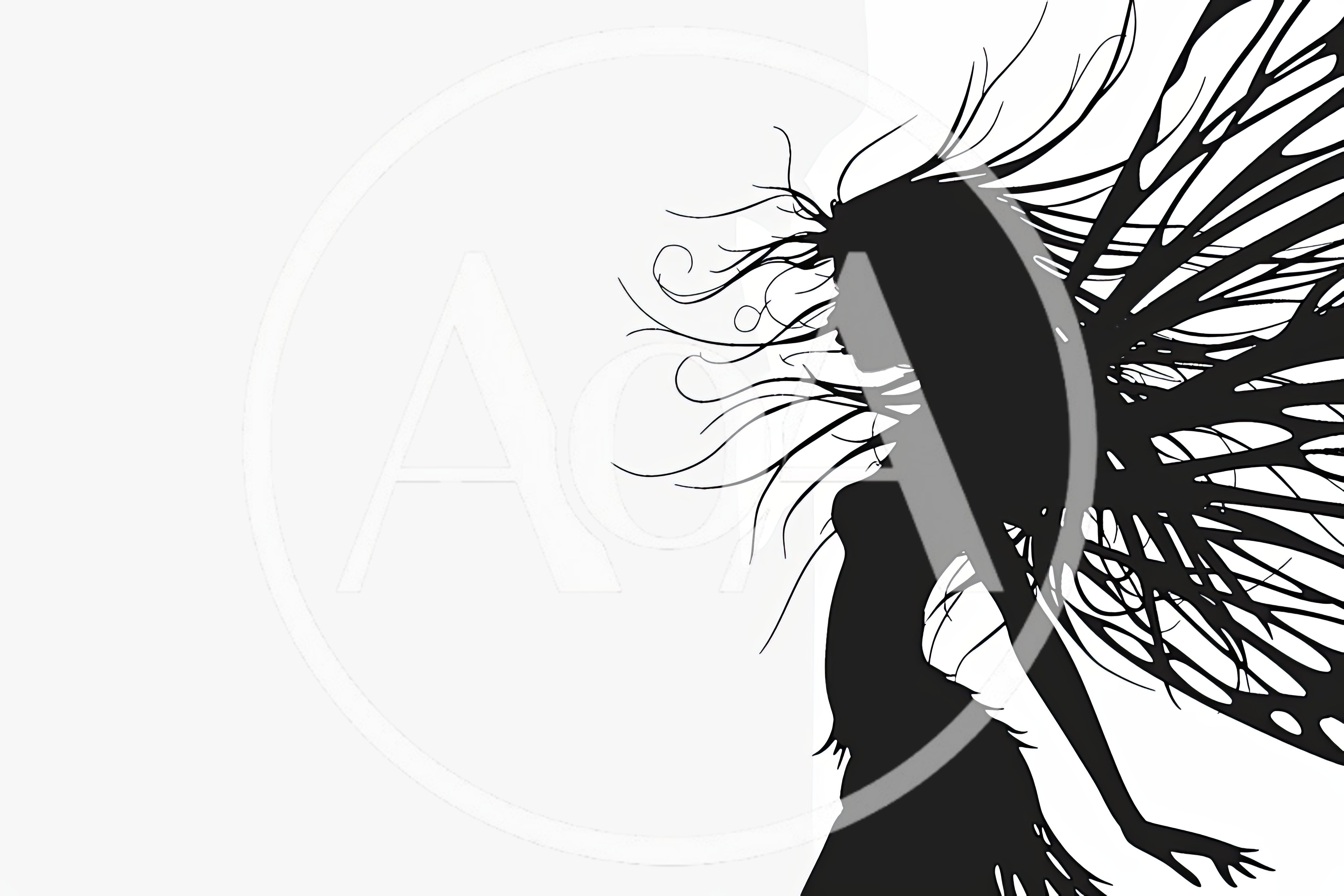 Black Silhouette Of A Fairy With Flowing Hair