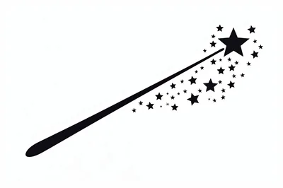 Magic Wand With Sparkling Star Trail Illustration