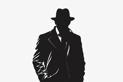 Silhouette Of A Mysterious Man In A Fedora Hat