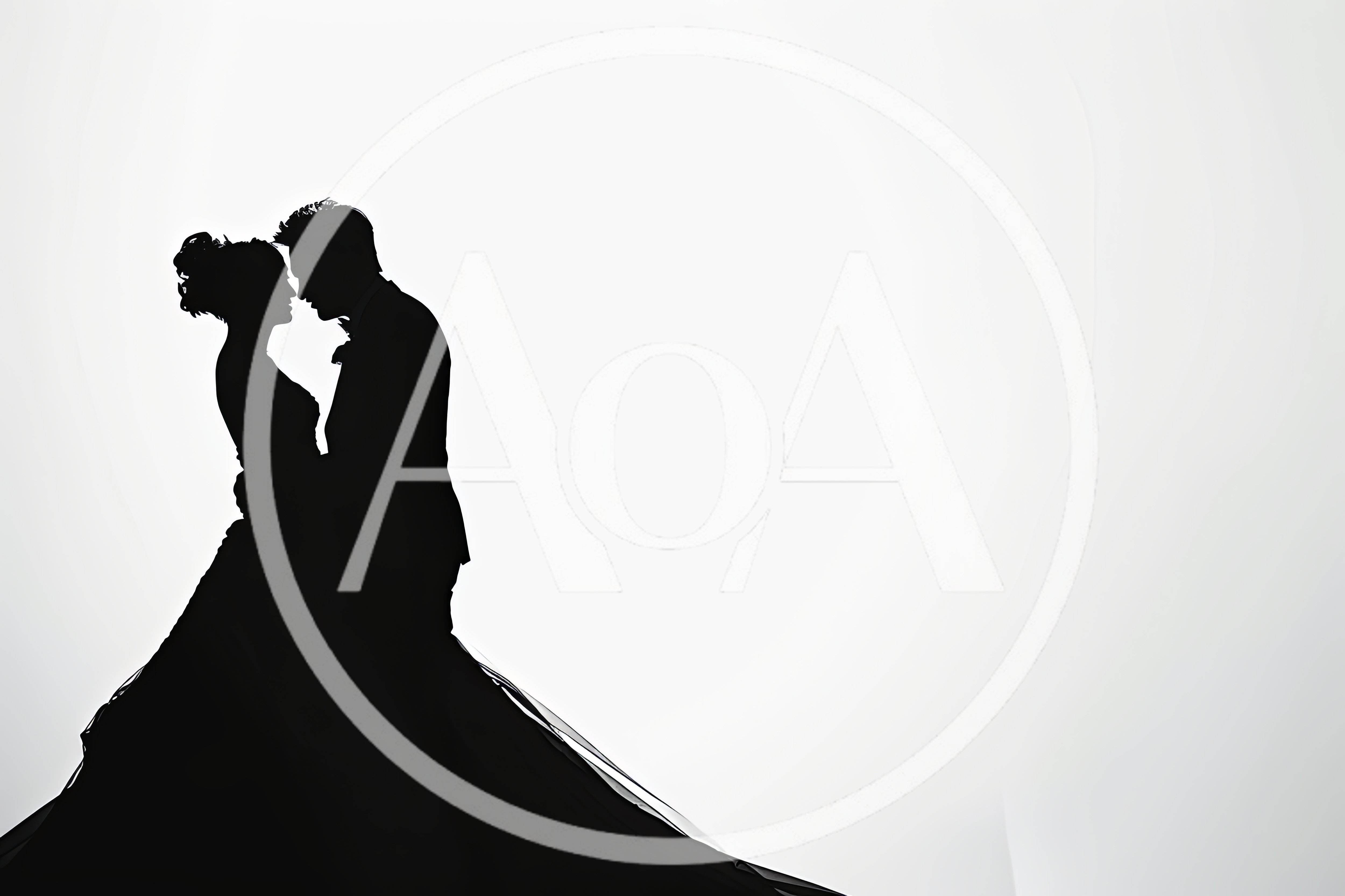 Silhouette Of A Bride And Groom Embracing