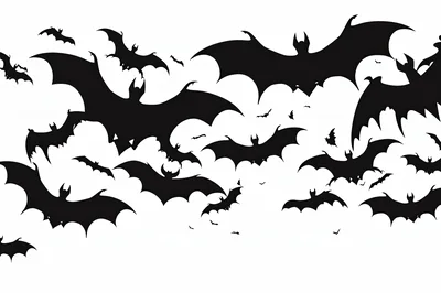 Swarm Of Flying Bats Silhouette Background