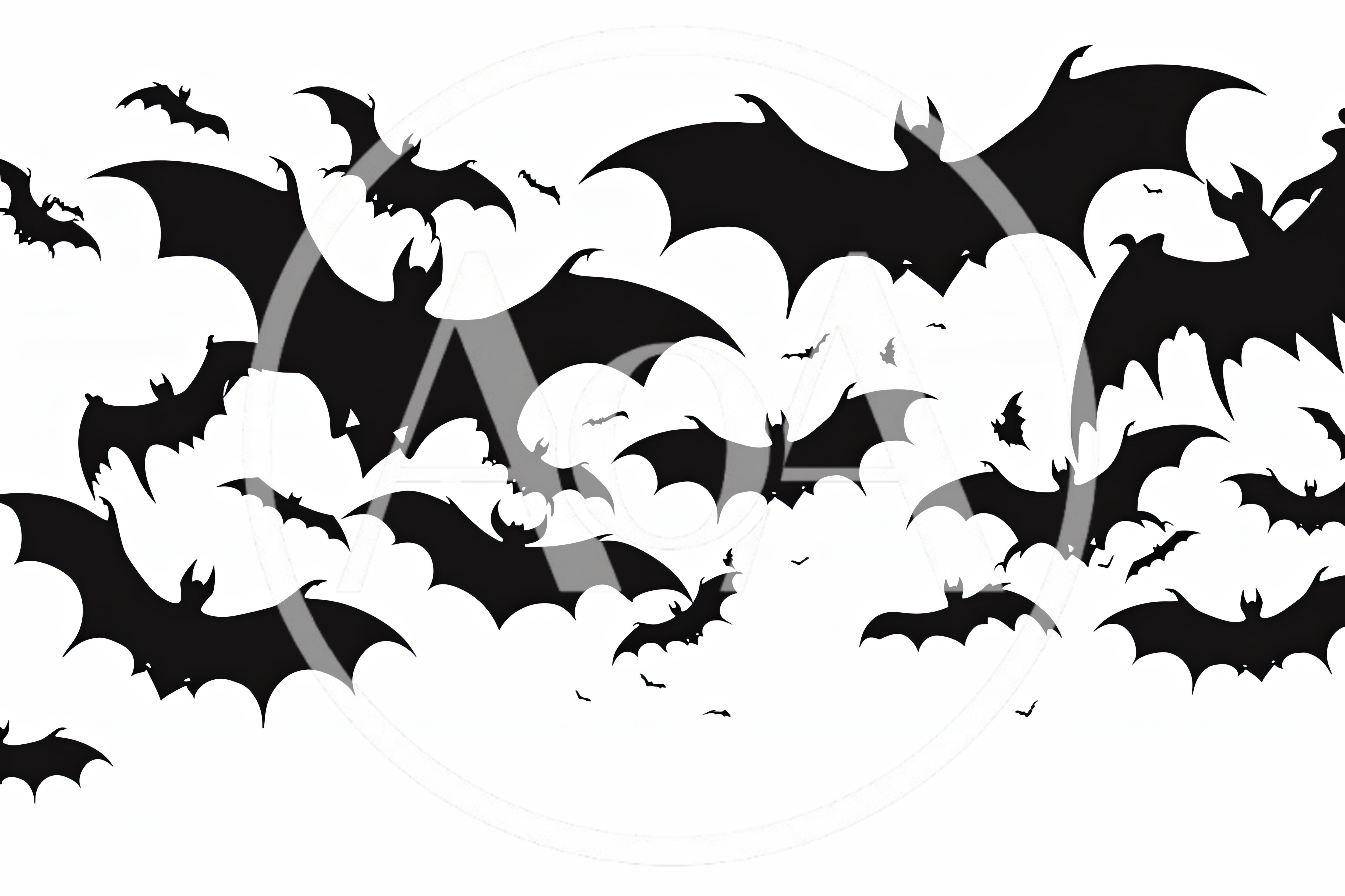 Swarm Of Flying Bats Silhouette Background