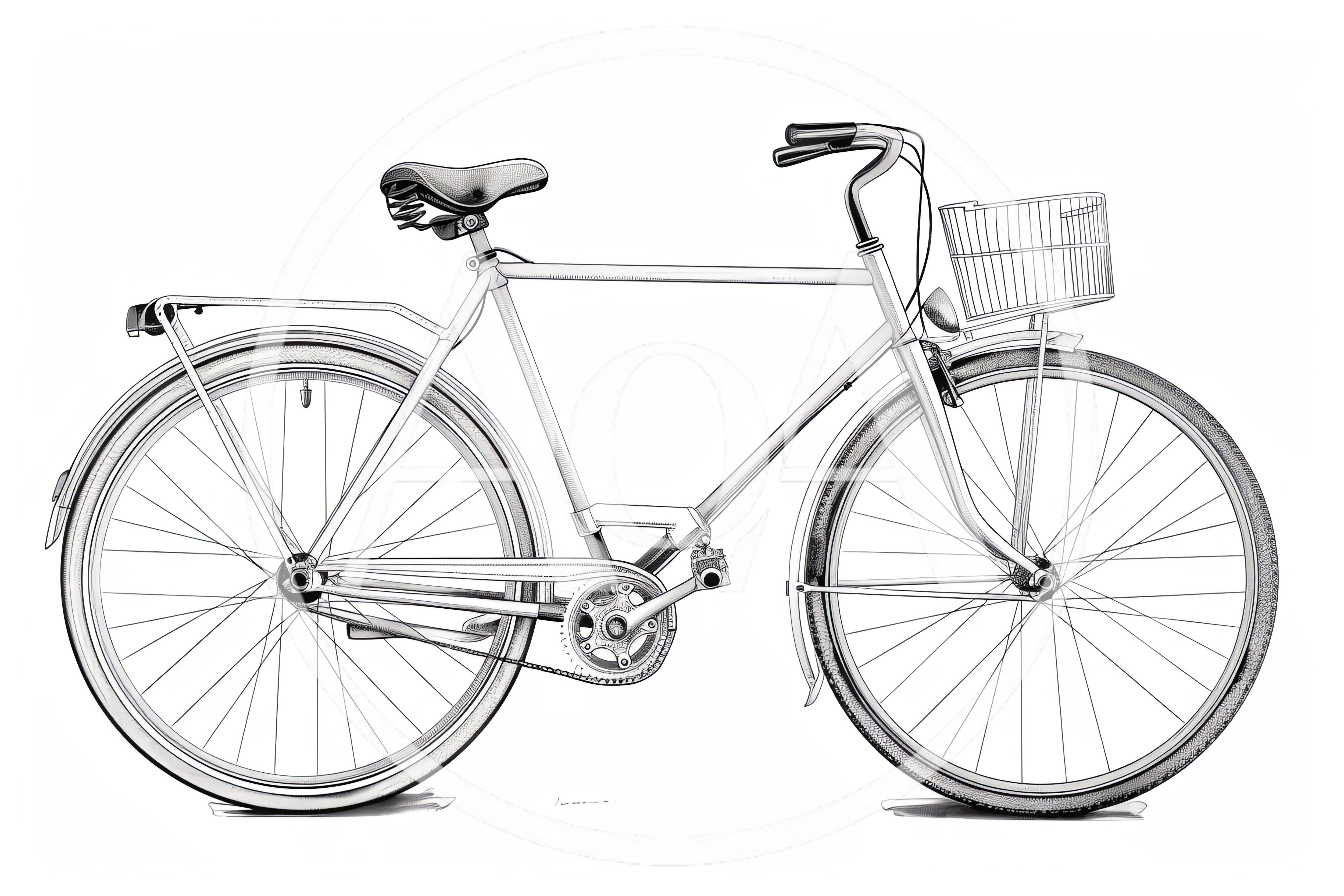 Detailed Line Art Illustration Of A Vintage Bicycle
