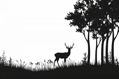 Silhouette Of A Majestic Stag In A Forest