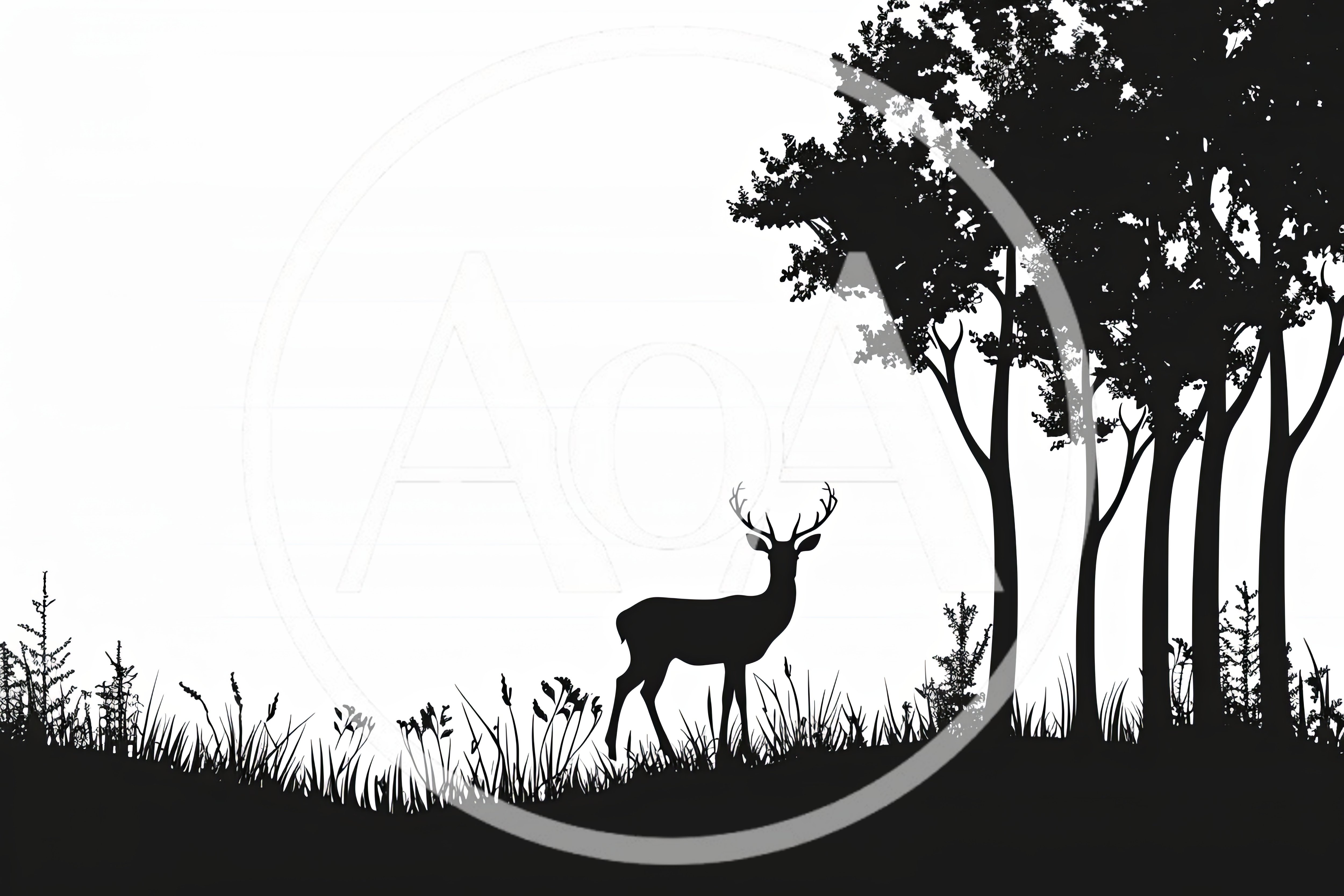 Silhouette Of A Majestic Stag In A Forest
