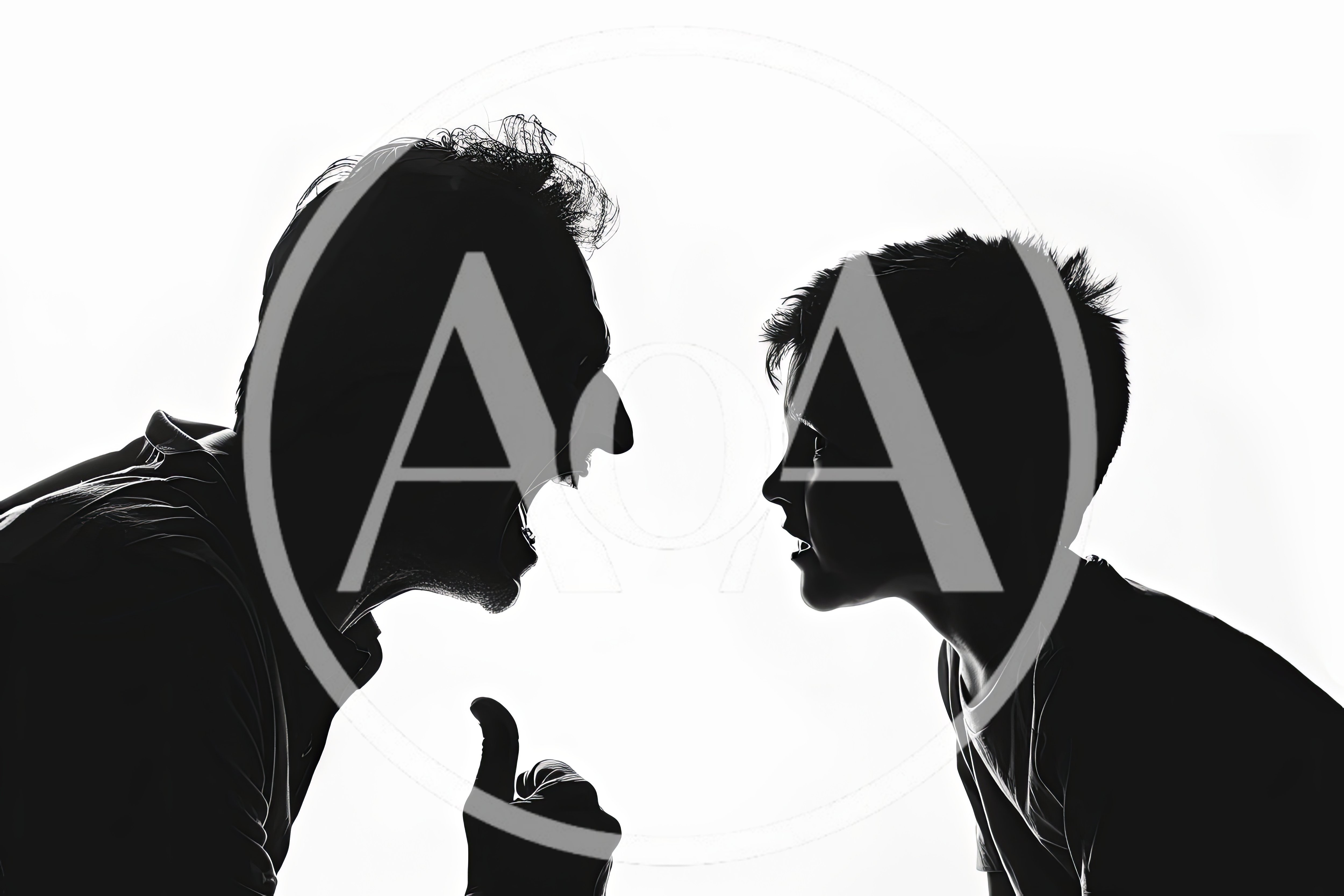 Silhouette Of An Angry Father Yelling At His Son