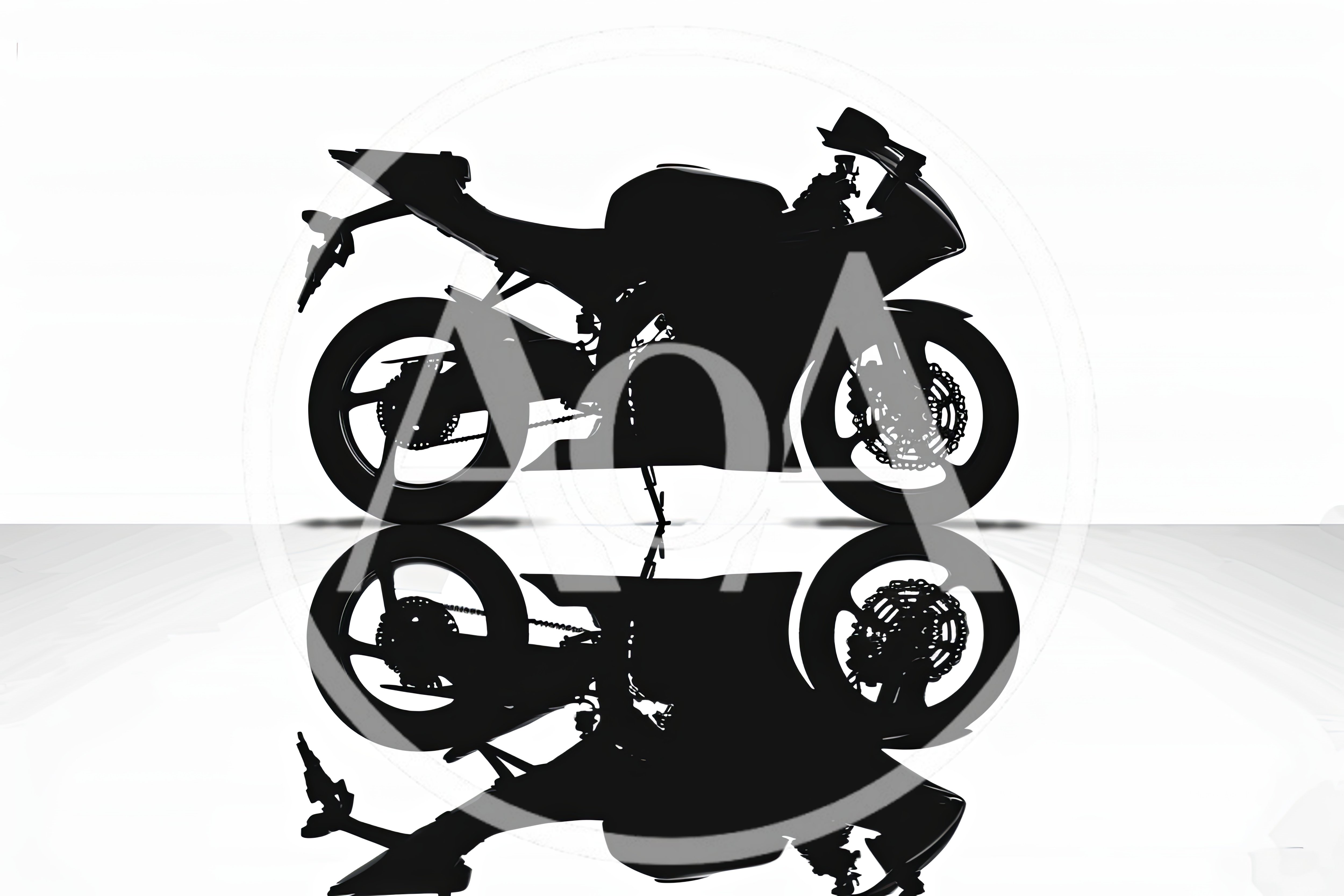 Silhouette Of A Sportbike On A Reflective Surface