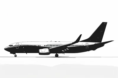 Black And White Illustration Of A Commercial Airplane