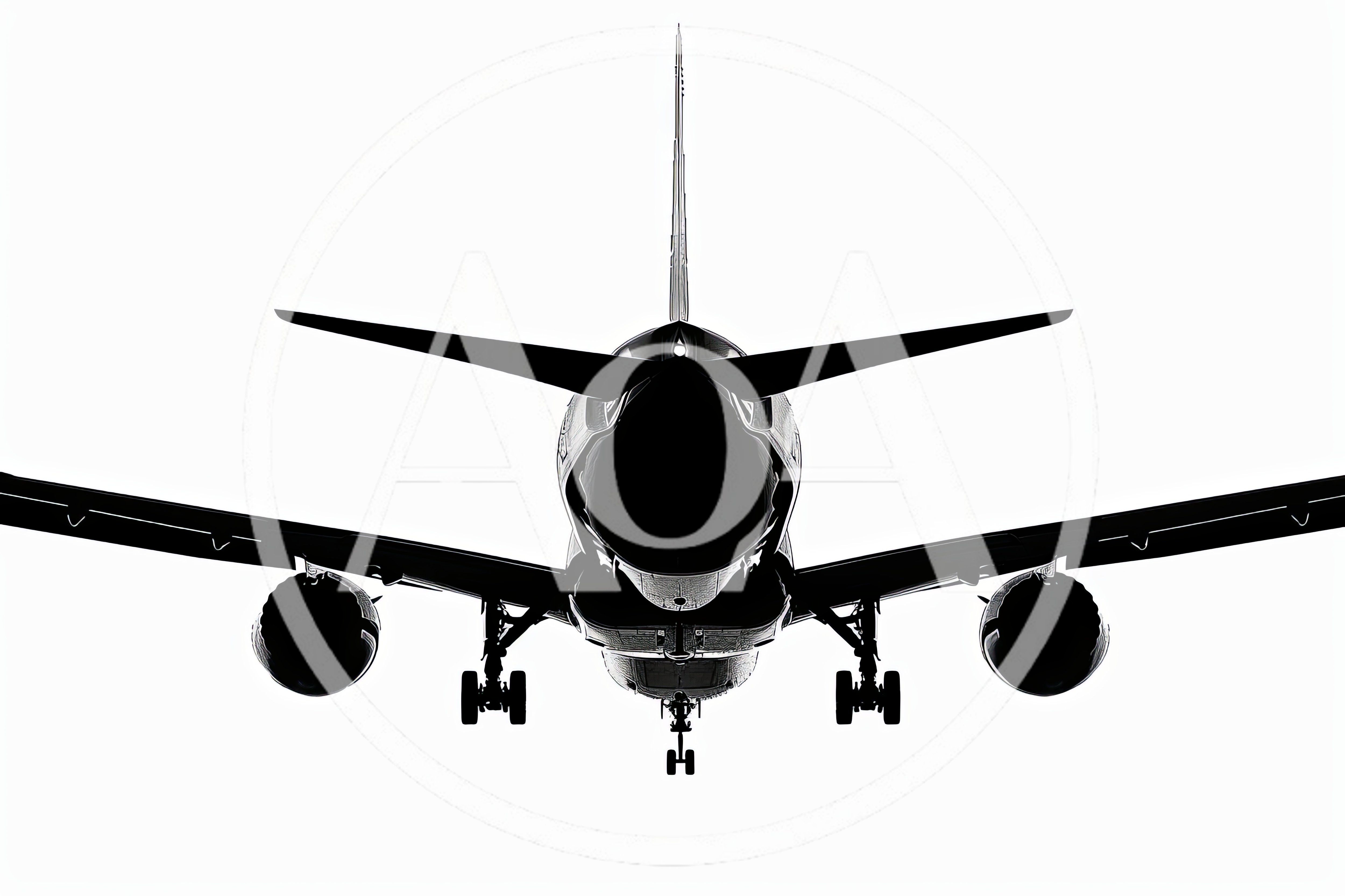 Commercial Airplane Landing With Landing Gear Extended