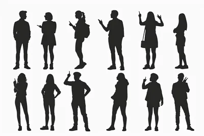 Set Of Human Silhouettes In Various Poses