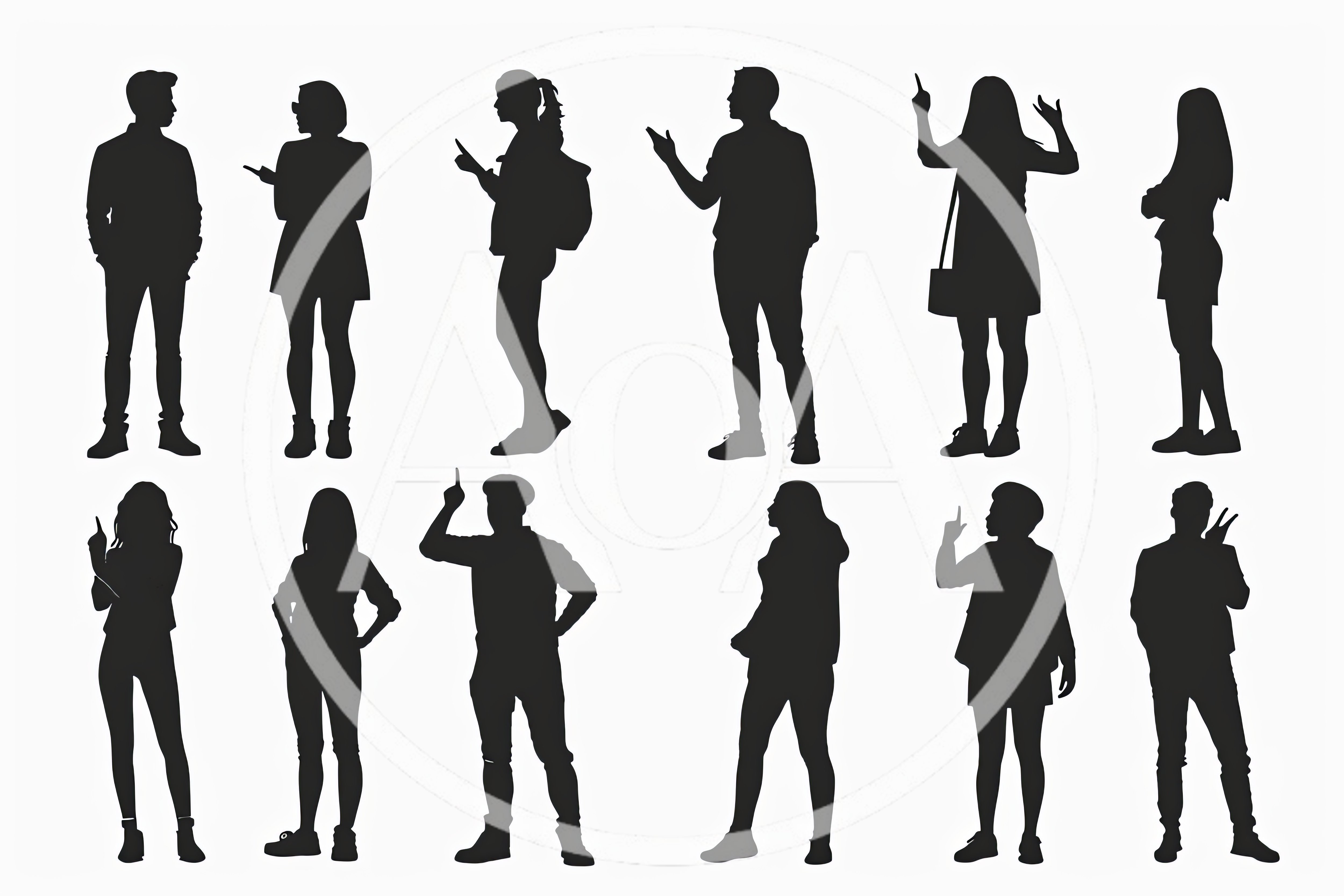 Set Of Human Silhouettes In Various Poses