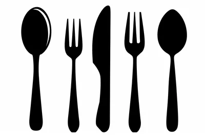 Black Silhouette Icons Of Cutlery Set