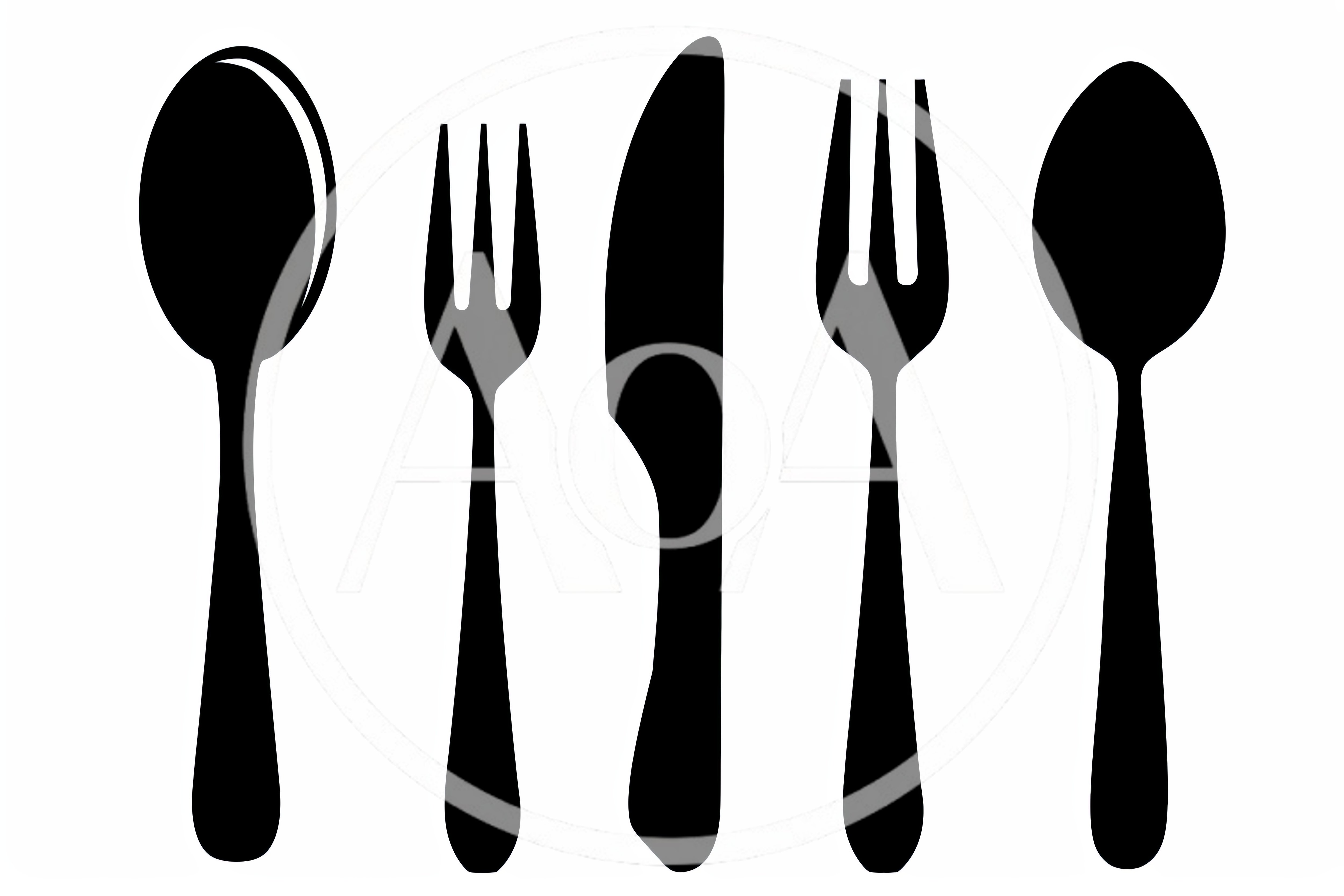Black Silhouette Icons Of Cutlery Set
