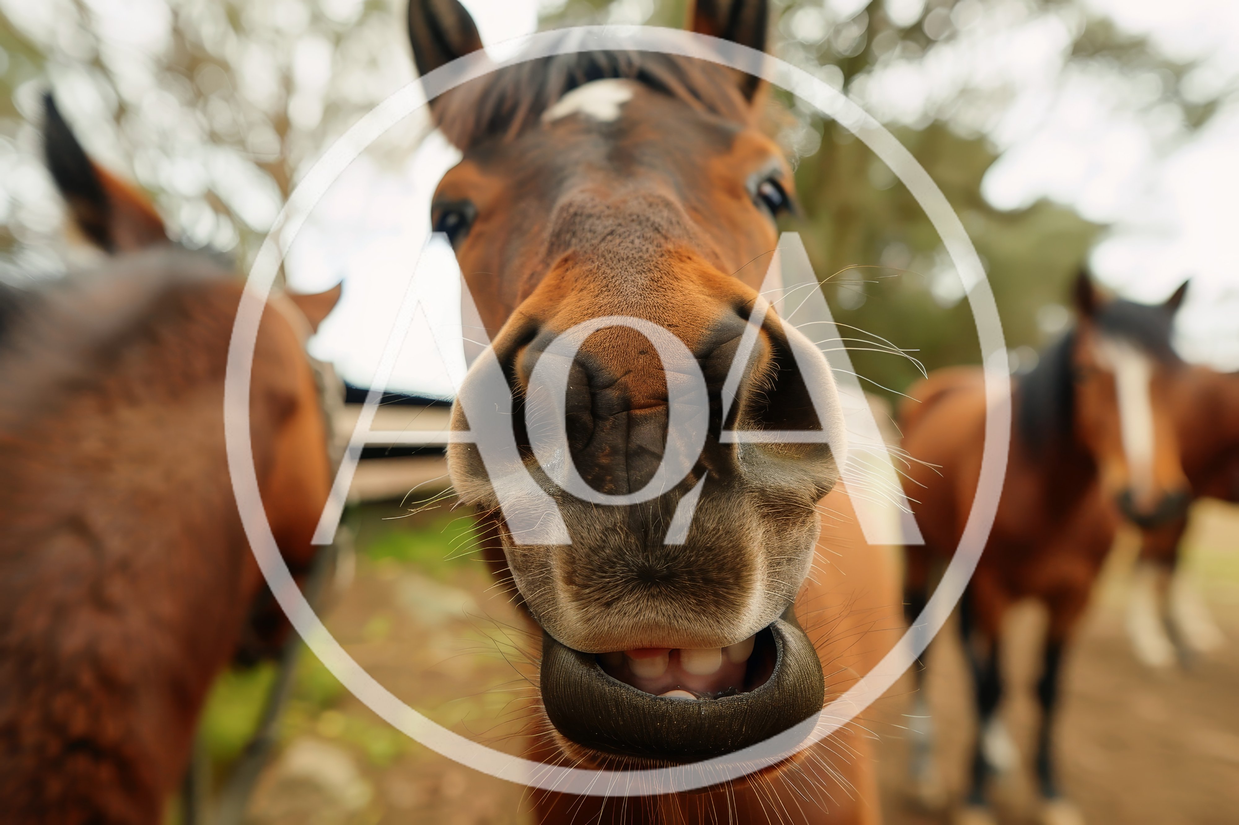 Close Up Portrait of a Curious Brown Horse