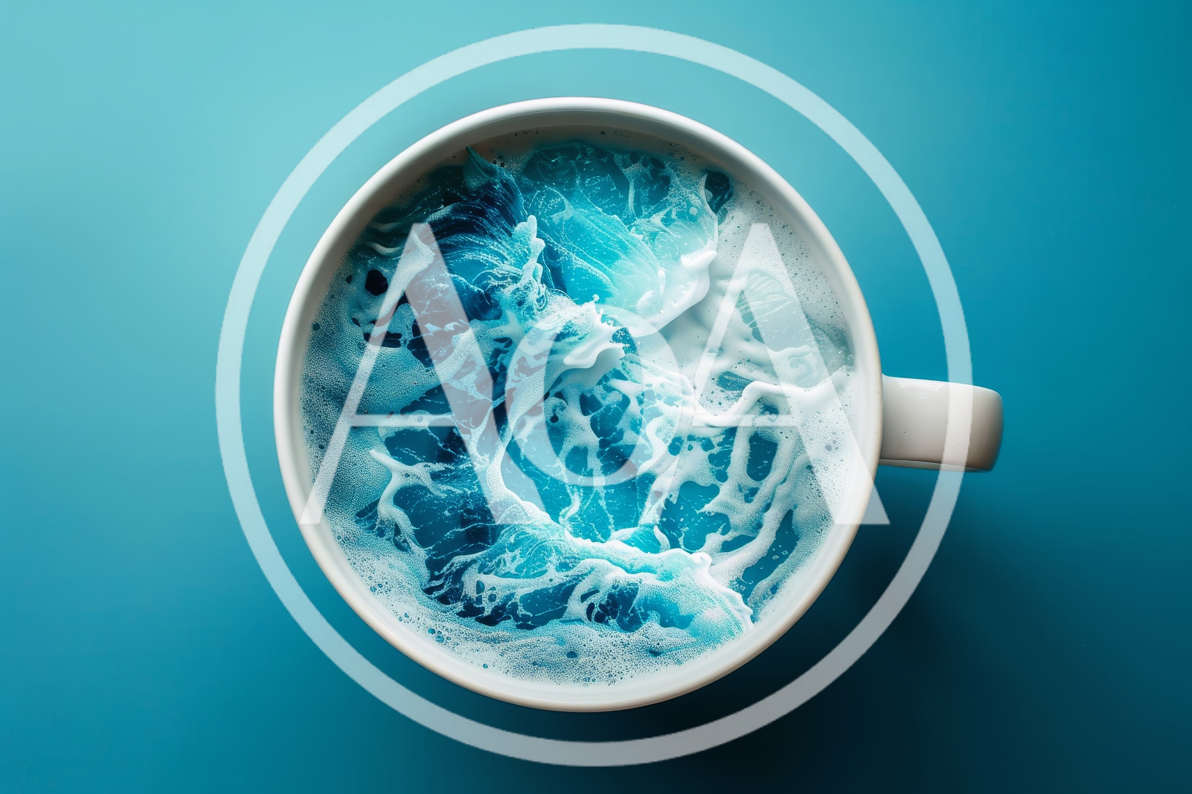 Ocean Waves Swirling Inside A White Coffee Mug