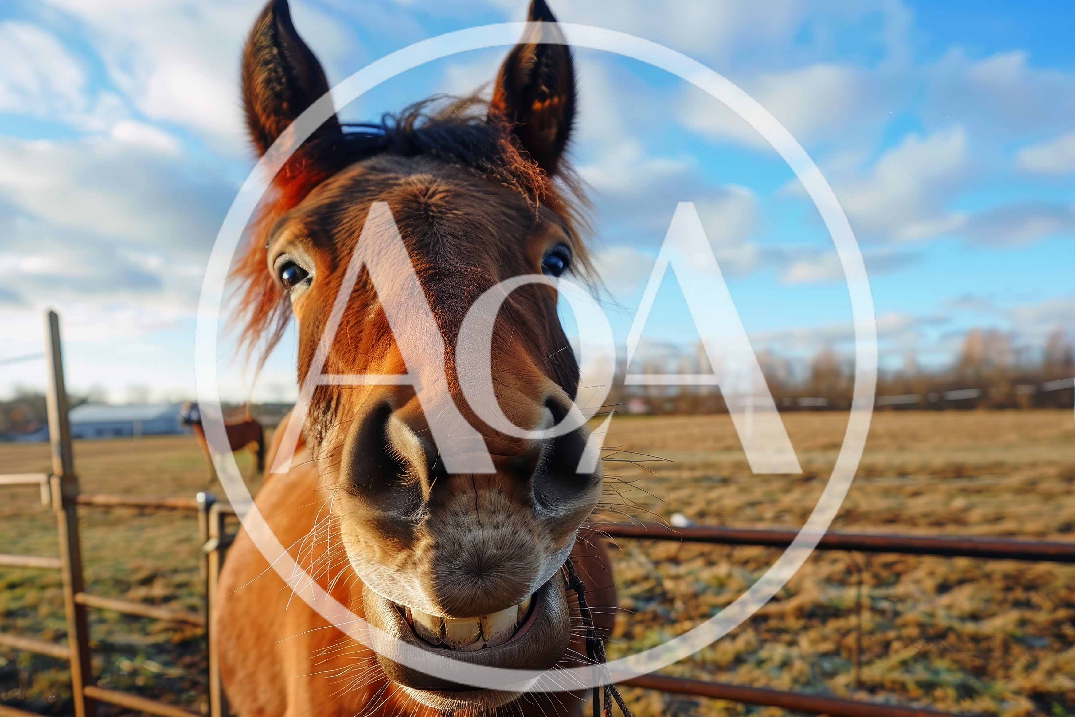 Close Up Portrait Of A Smiling Brown Horse