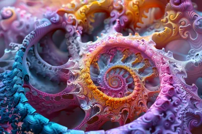 Abstract Fractal Spiral With Vibrant Colorful Textures