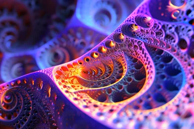 Abstract Fractal Spiral Pattern With Glowing Neon Colors