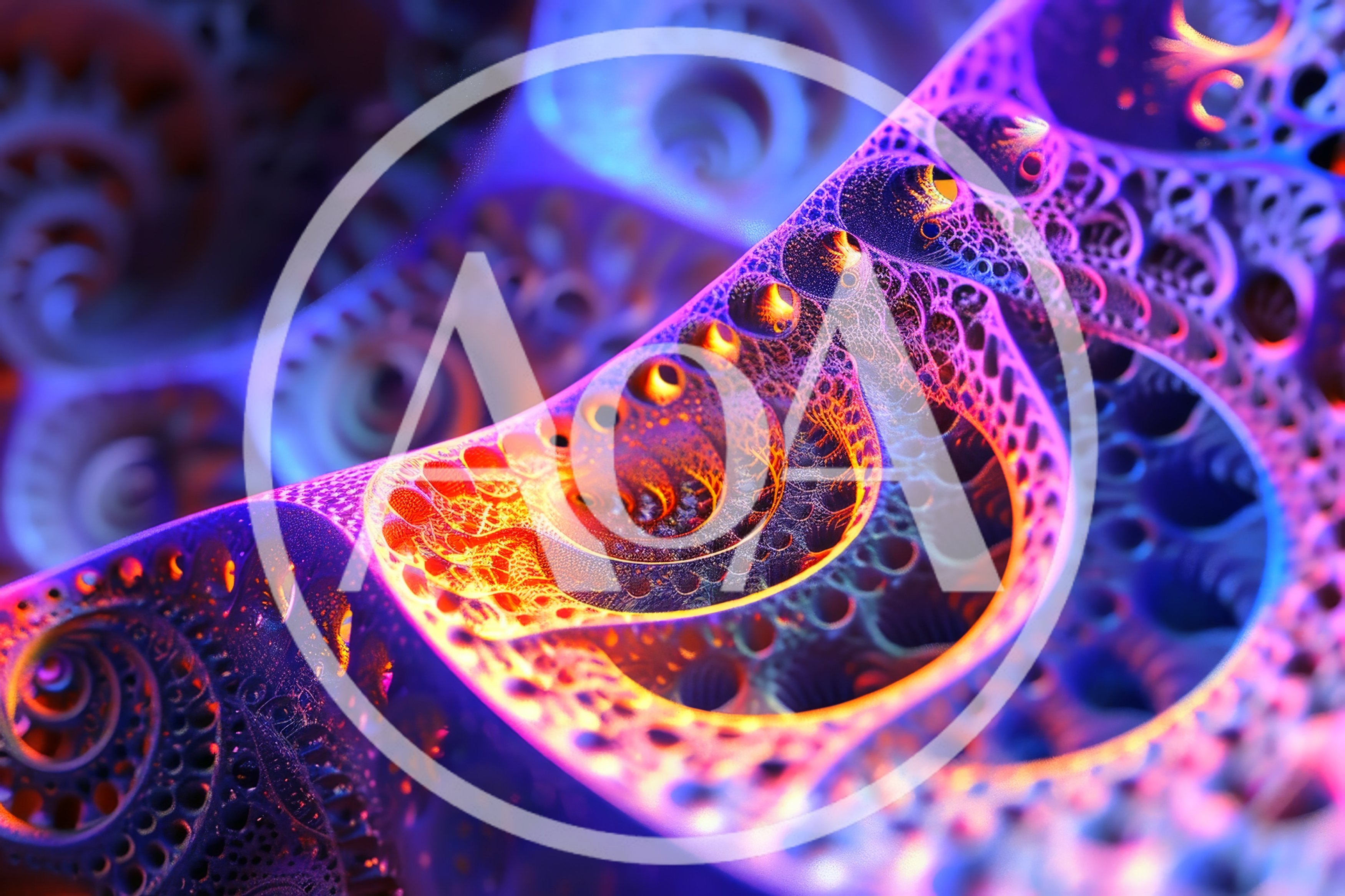 Abstract Fractal Spiral Pattern With Glowing Neon Colors