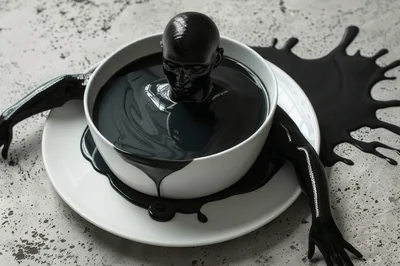Surreal Human Figure Emerging From A Bowl Of Ink