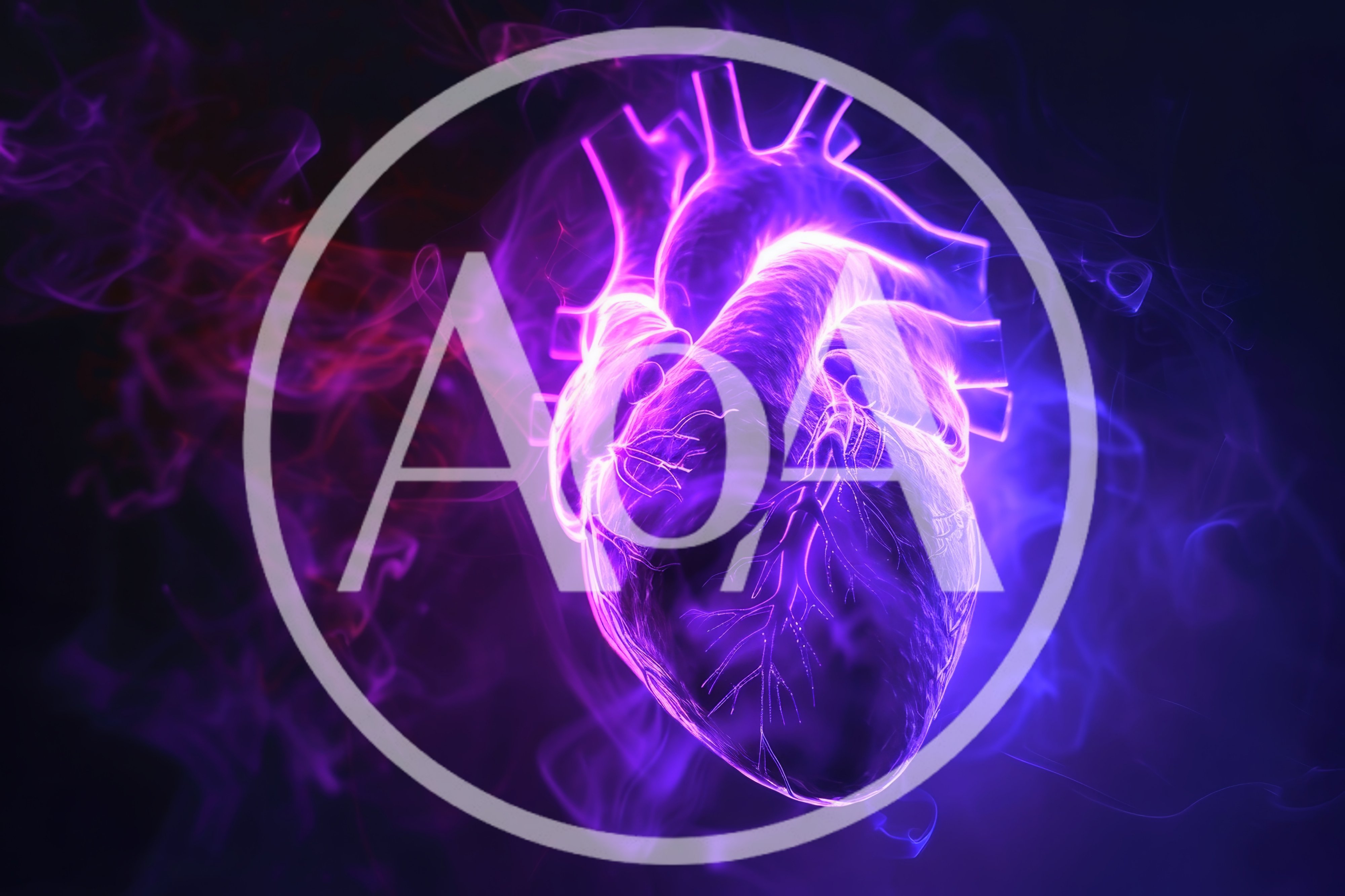 Glowing Neon Human Heart Anatomy With Smoke Effects