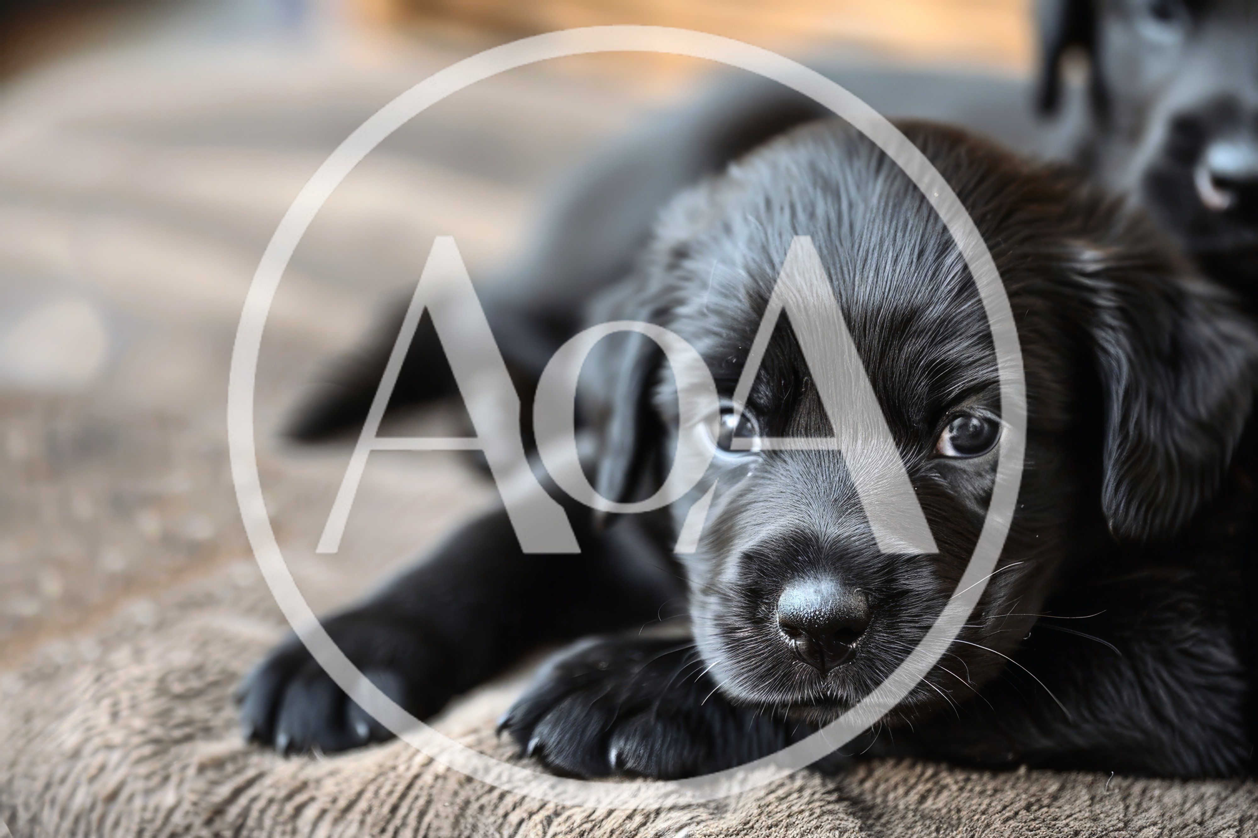 Adorable Black Labrador Retriever Puppy Resting