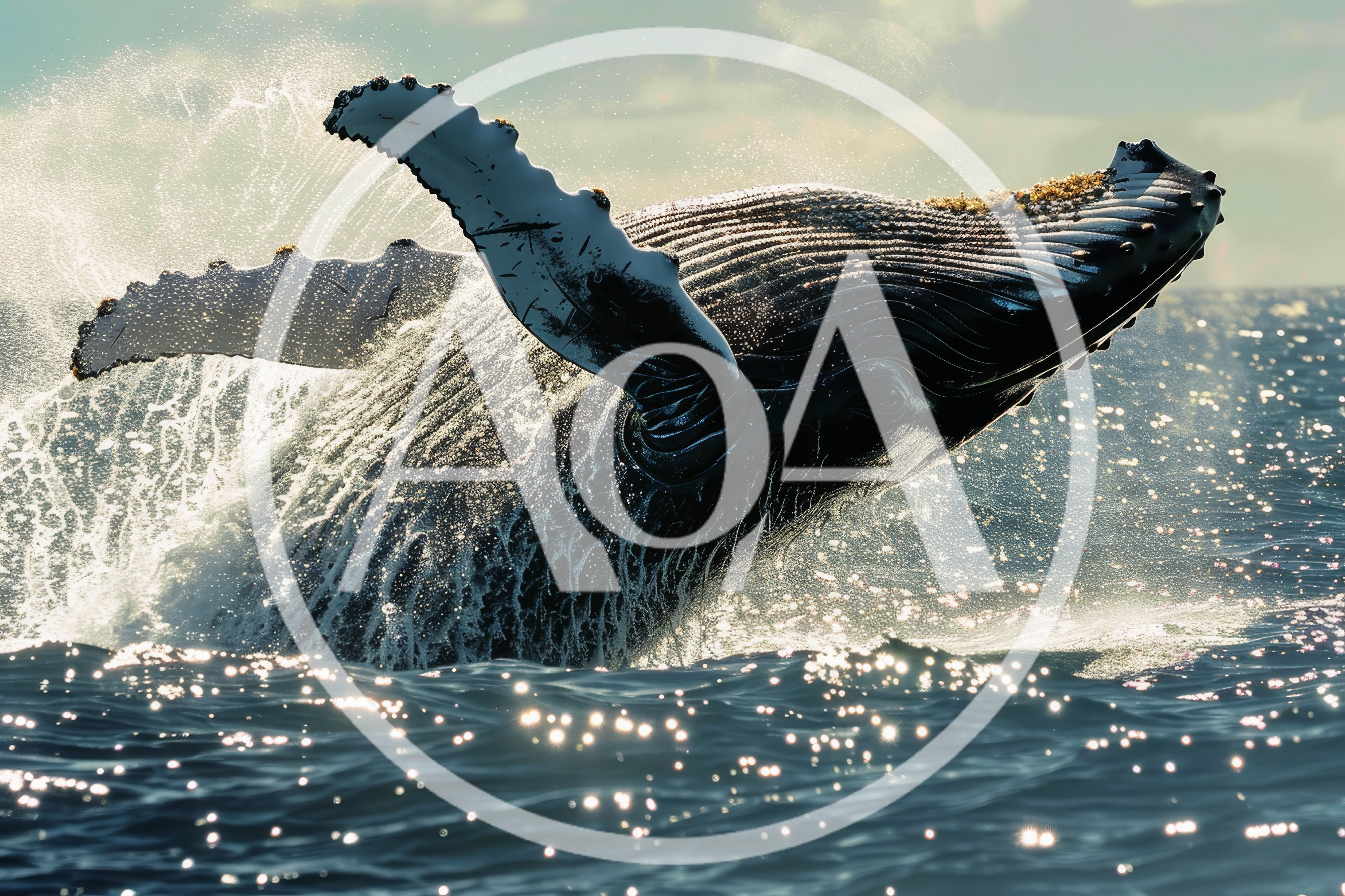Humpback Whale Breaching Out Of The Ocean