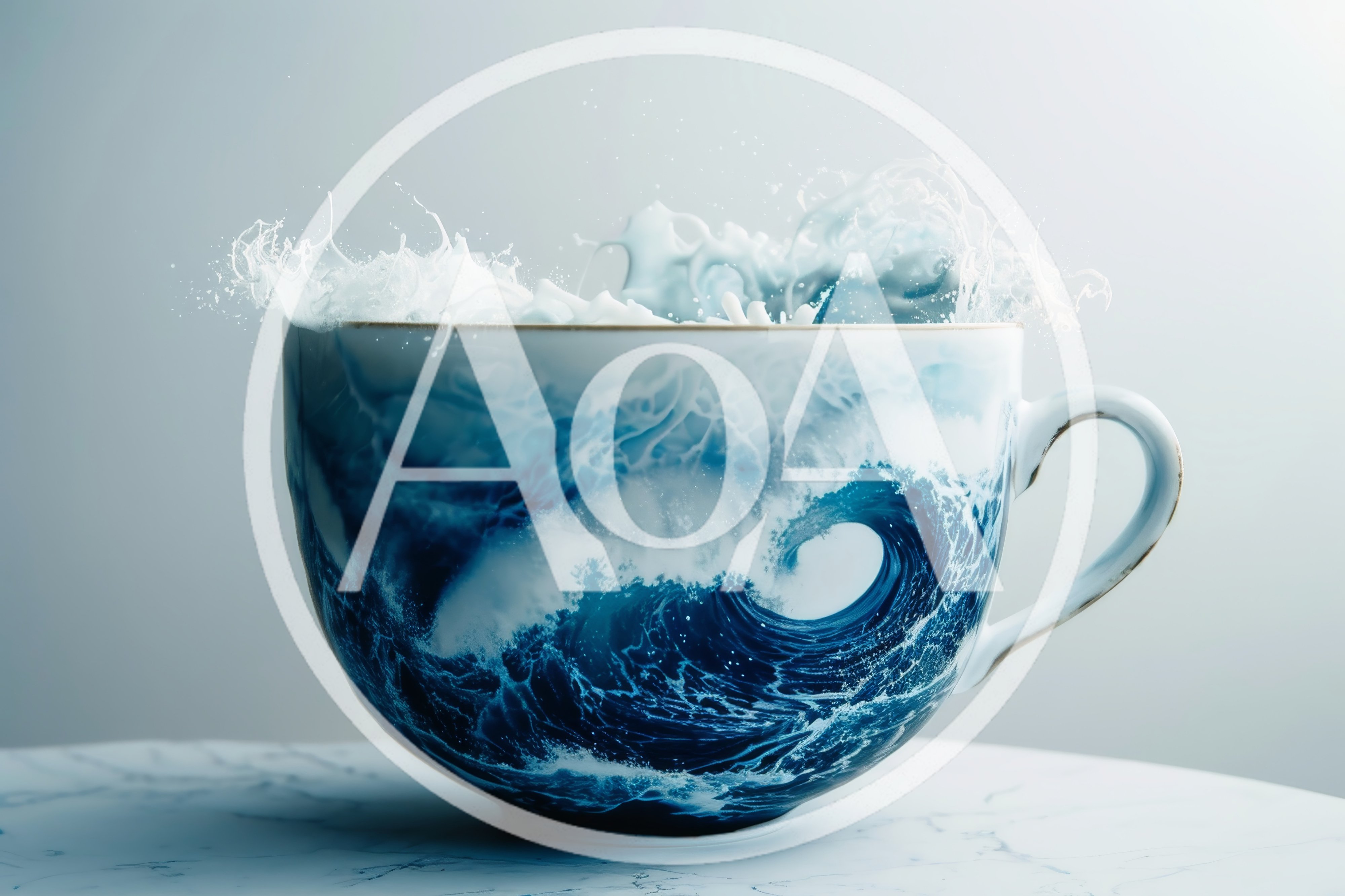 Ocean Wave Inside A Ceramic Tea Cup