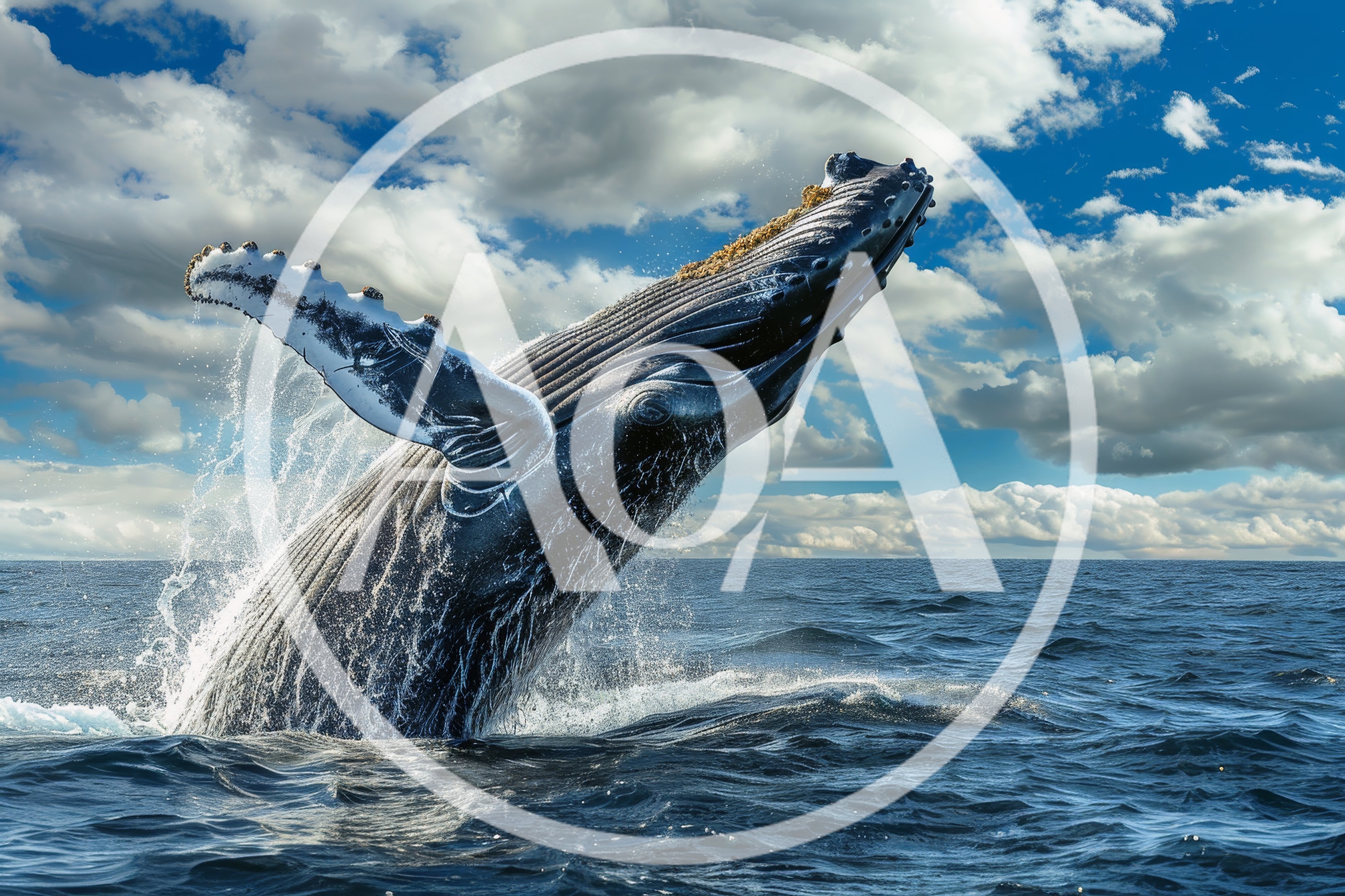Humpback Whale Breaching Above The Ocean Surface