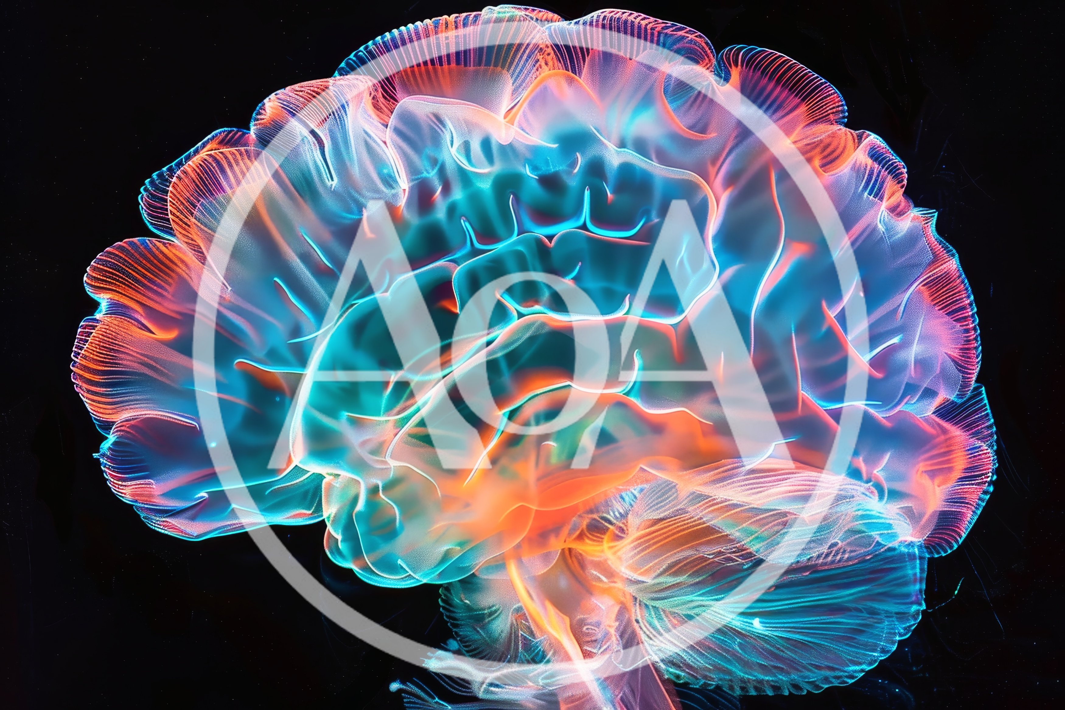 Abstract Glowing Digital Human Brain Visualization