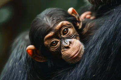 Close Up Portrait Of A Baby Chimpanzee