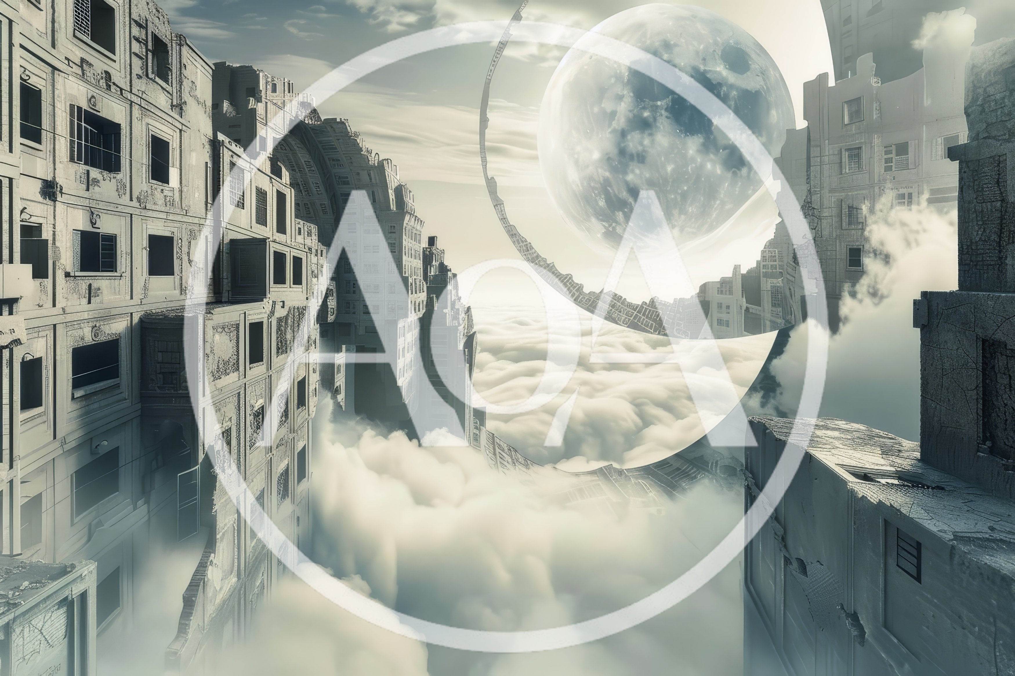 Surreal Floating Cityscape With Massive Celestial Ring