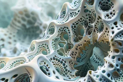 Abstract Fractal Structure With Intricate Porous Surface